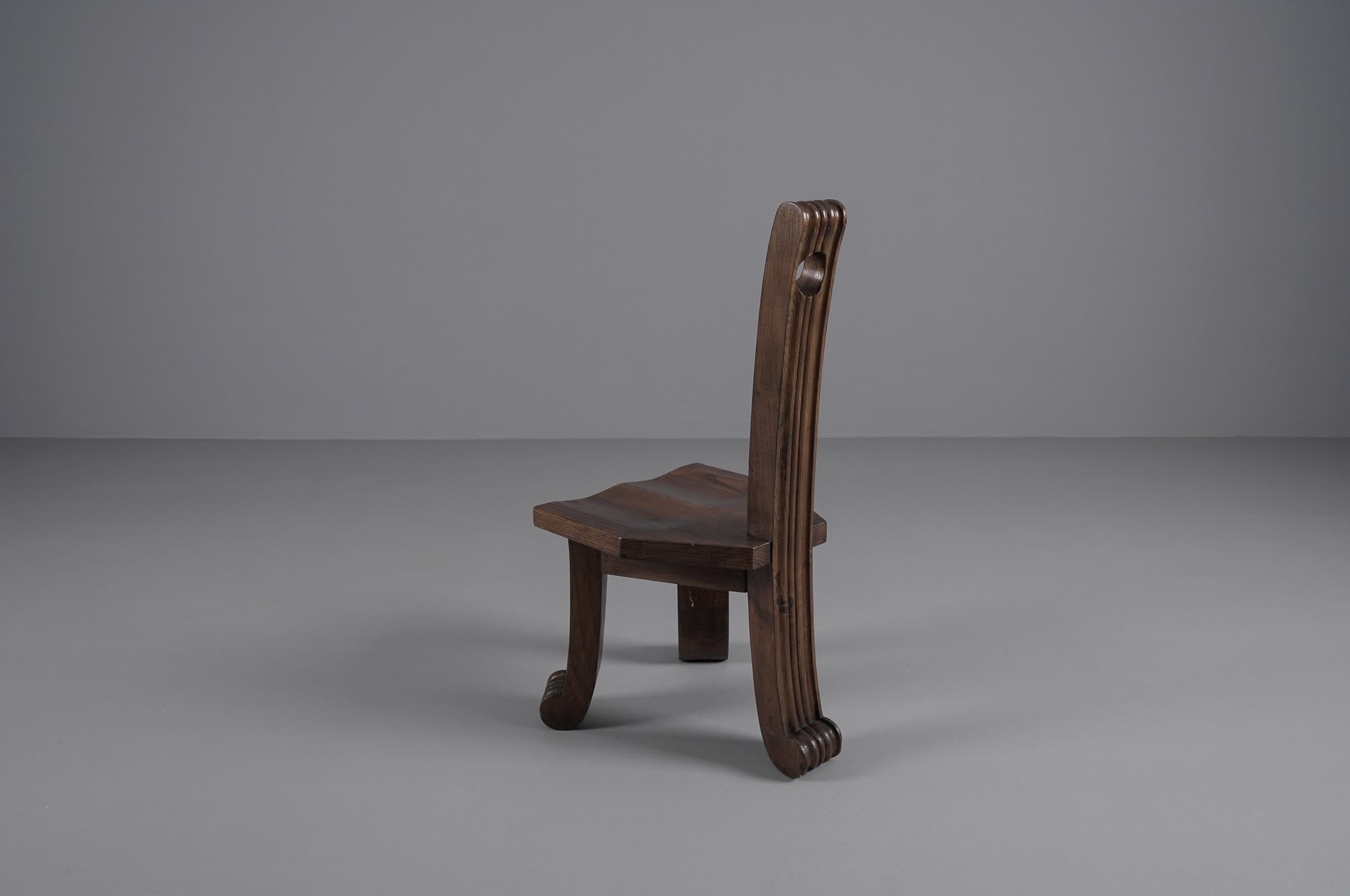 Primitive Rustic Britalist Modern Sculptured Chair, 1940s Europe 5