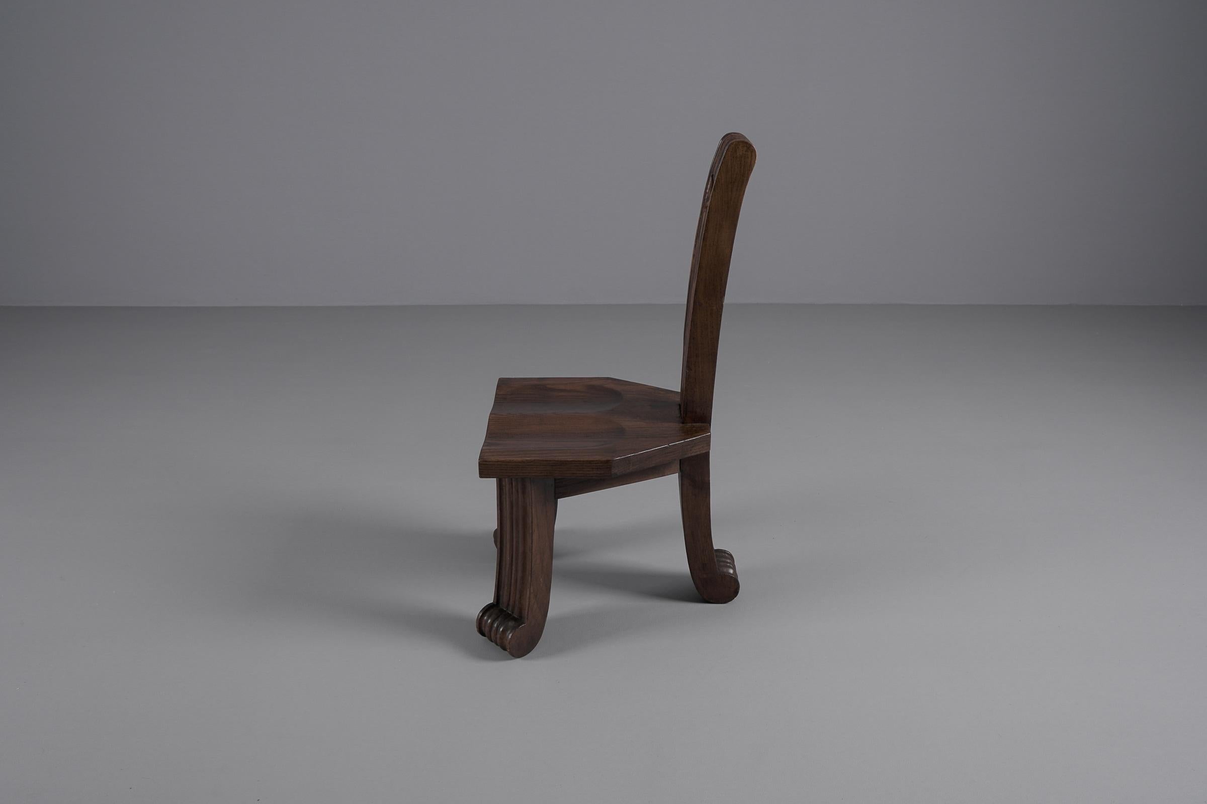 Primitive Rustic Britalist Modern Sculptured Chair, 1940s Europe 2