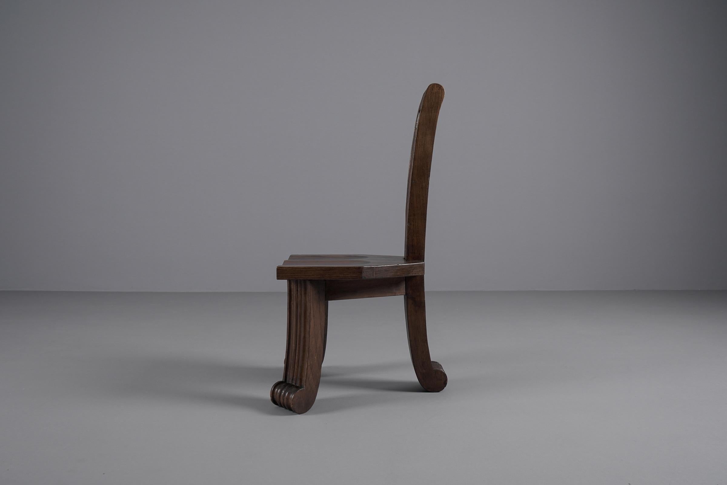 Primitive Rustic Britalist Modern Sculptured Chair, 1940s Europe 1