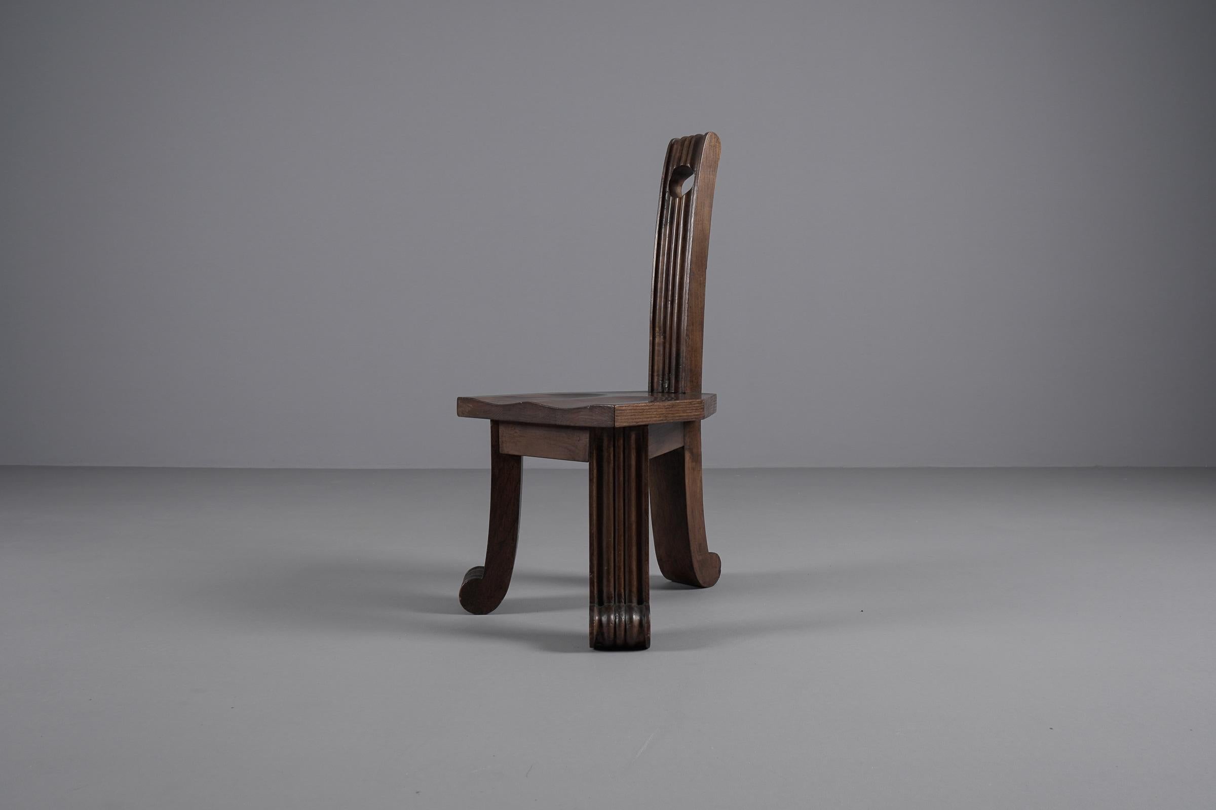 Mid-20th Century Primitive Rustic Britalist Modern Sculptured Chair, 1940s Europe