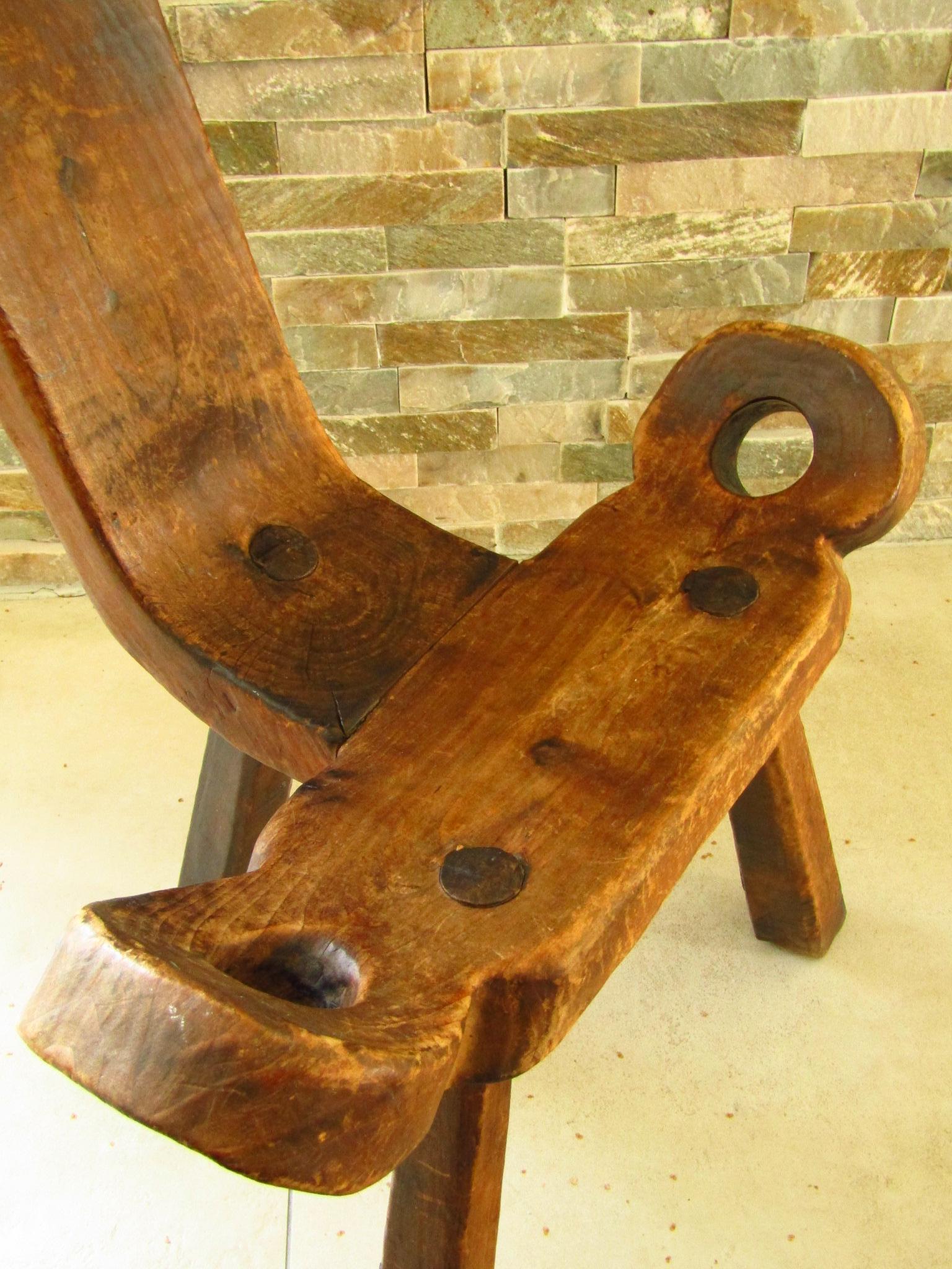 Primitive Rustic Chair Stool, Austria 18th Century 10