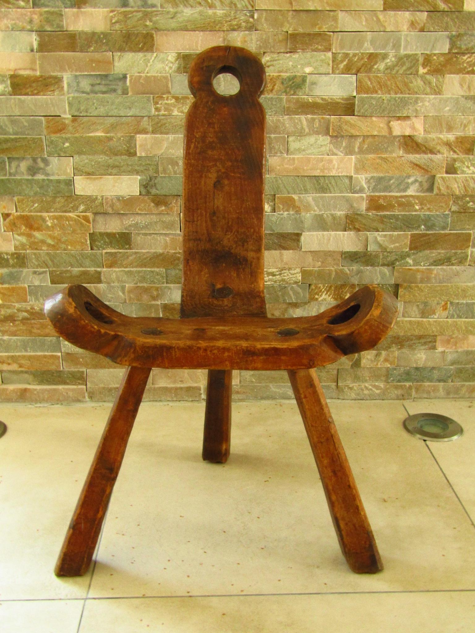 Primitive Rustic Chair Stool, Austria 18th Century 12
