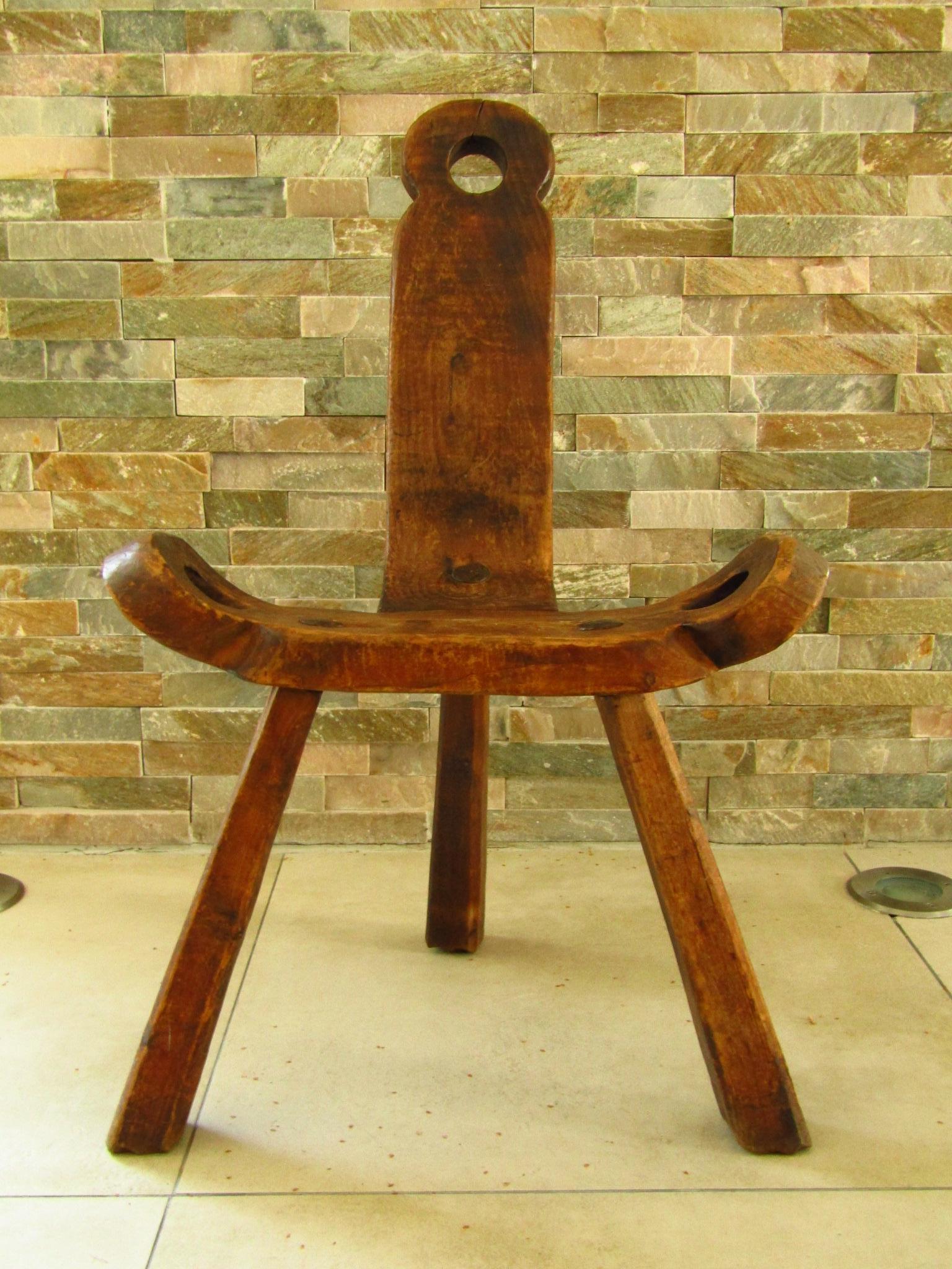 Primitive Rustic Chair Stool, Austria 18th Century 13