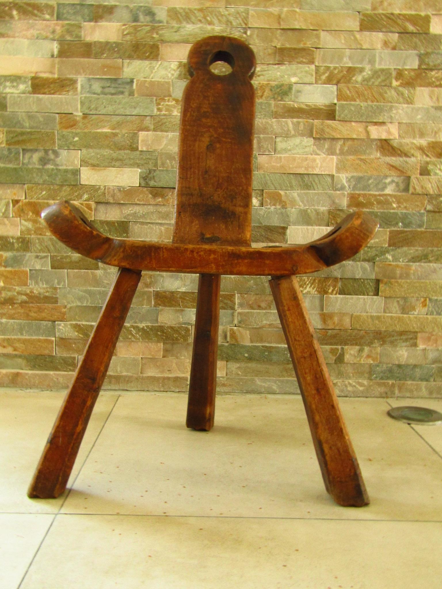 Primitive Rustic Chair Stool, Austria 18th Century In Good Condition In Saarbruecken, DE