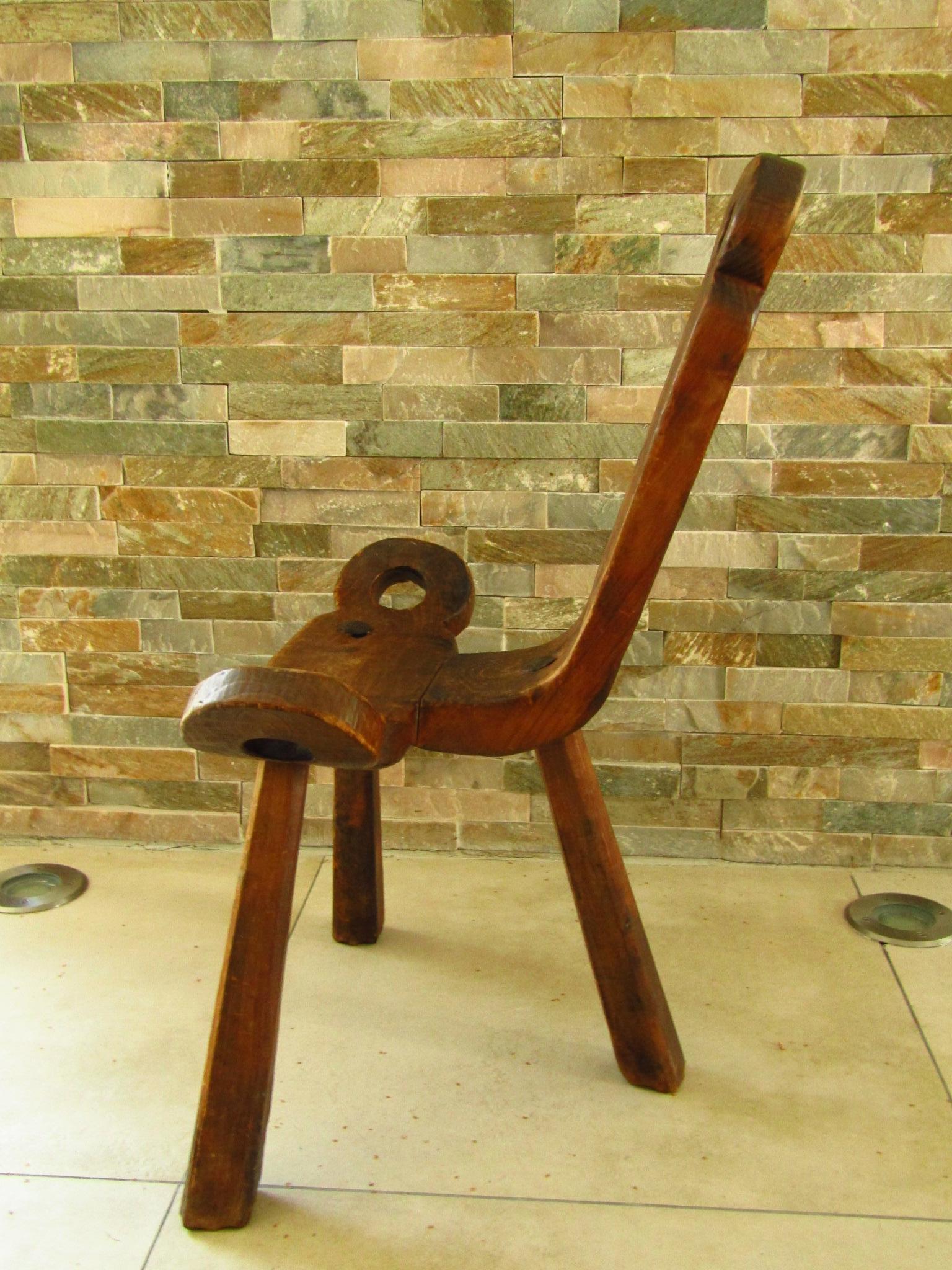Primitive Rustic Chair Stool, Austria 18th Century 1