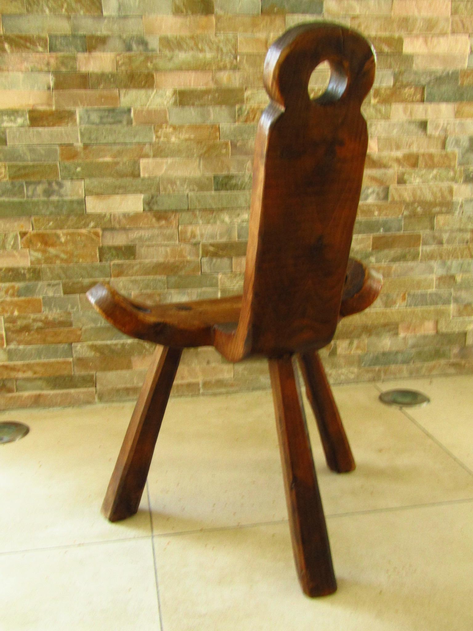 Primitive Rustic Chair Stool, Austria 18th Century 2