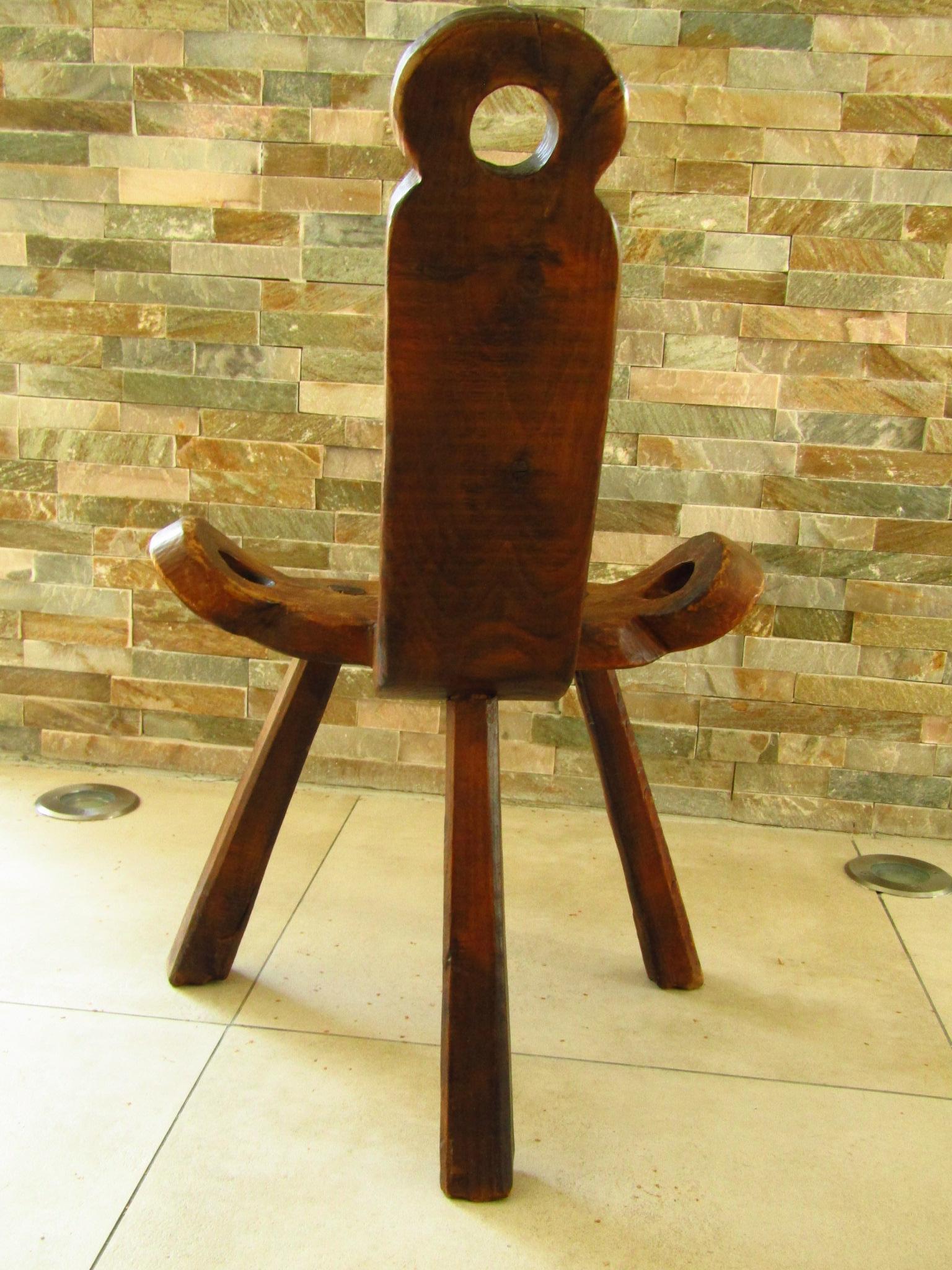 Primitive Rustic Chair Stool, Austria 18th Century 3