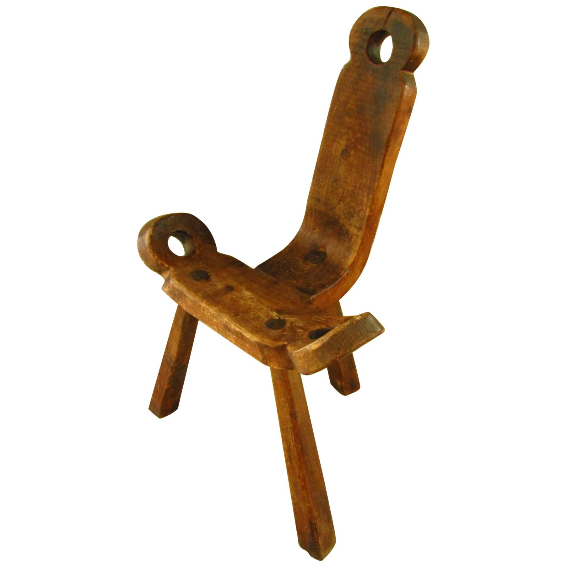 Primitive Rustic Chair Stool, Austria 18th Century