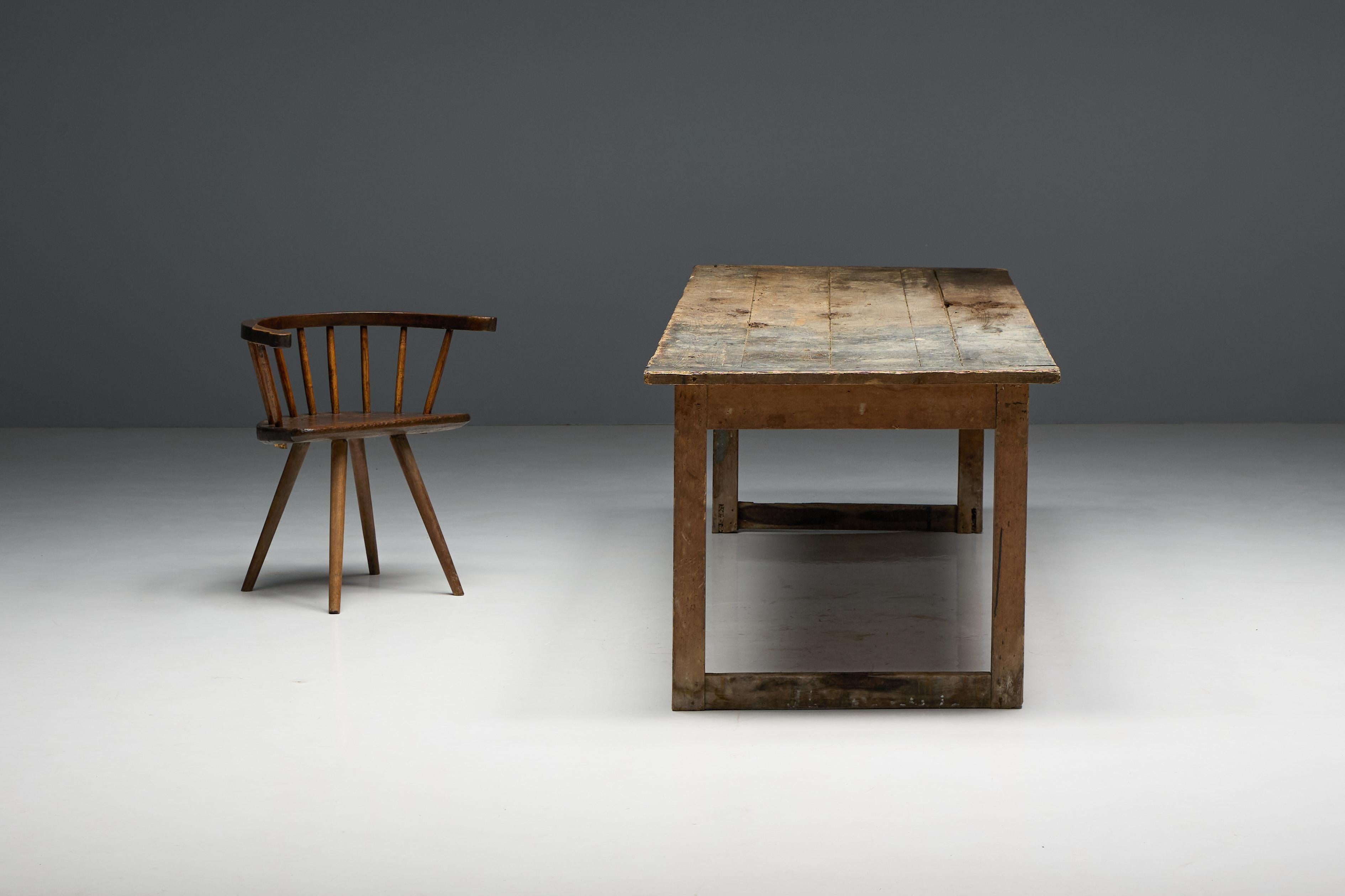 Primitive Rustic Dining Table, France, 1900s For Sale 10