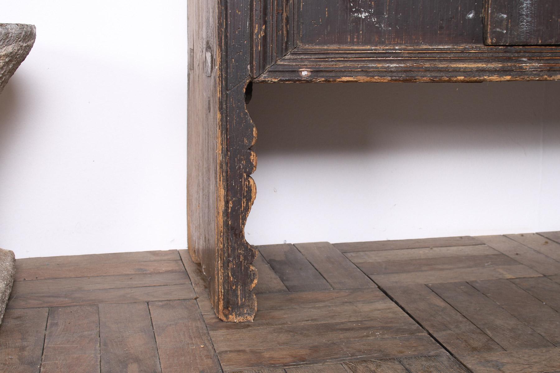 Elm Primitive Rustic European Farmhouse Dresser Display Unit with Storage Shelves For Sale