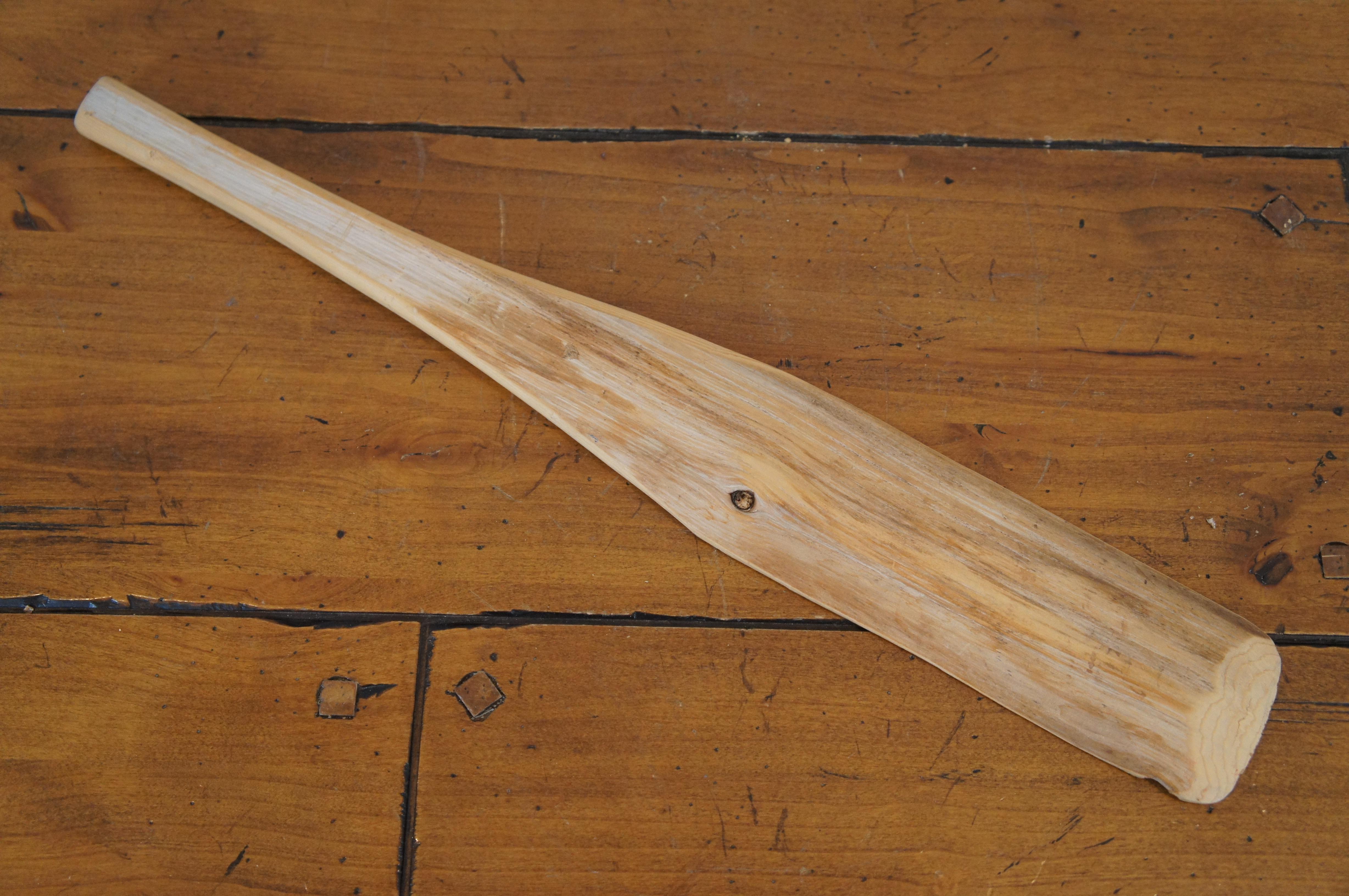 Primitive Rustic Folk Art Birch Bark 1/3 Scale Model Canoe & Paddle 47