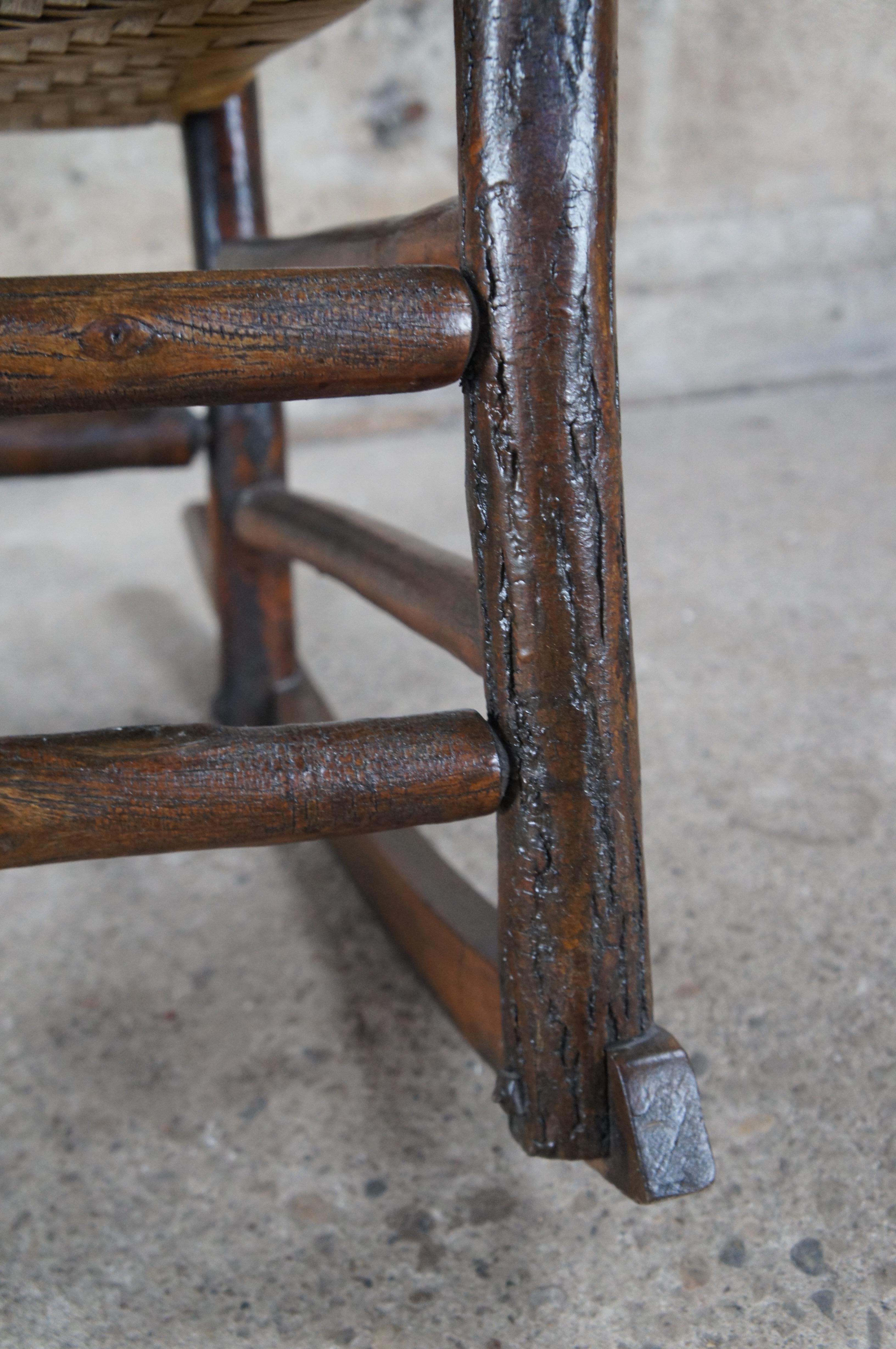 Primitive Rustic Hickory Rocking Arm Chair Adirondack Lodge Rocker For Sale 4