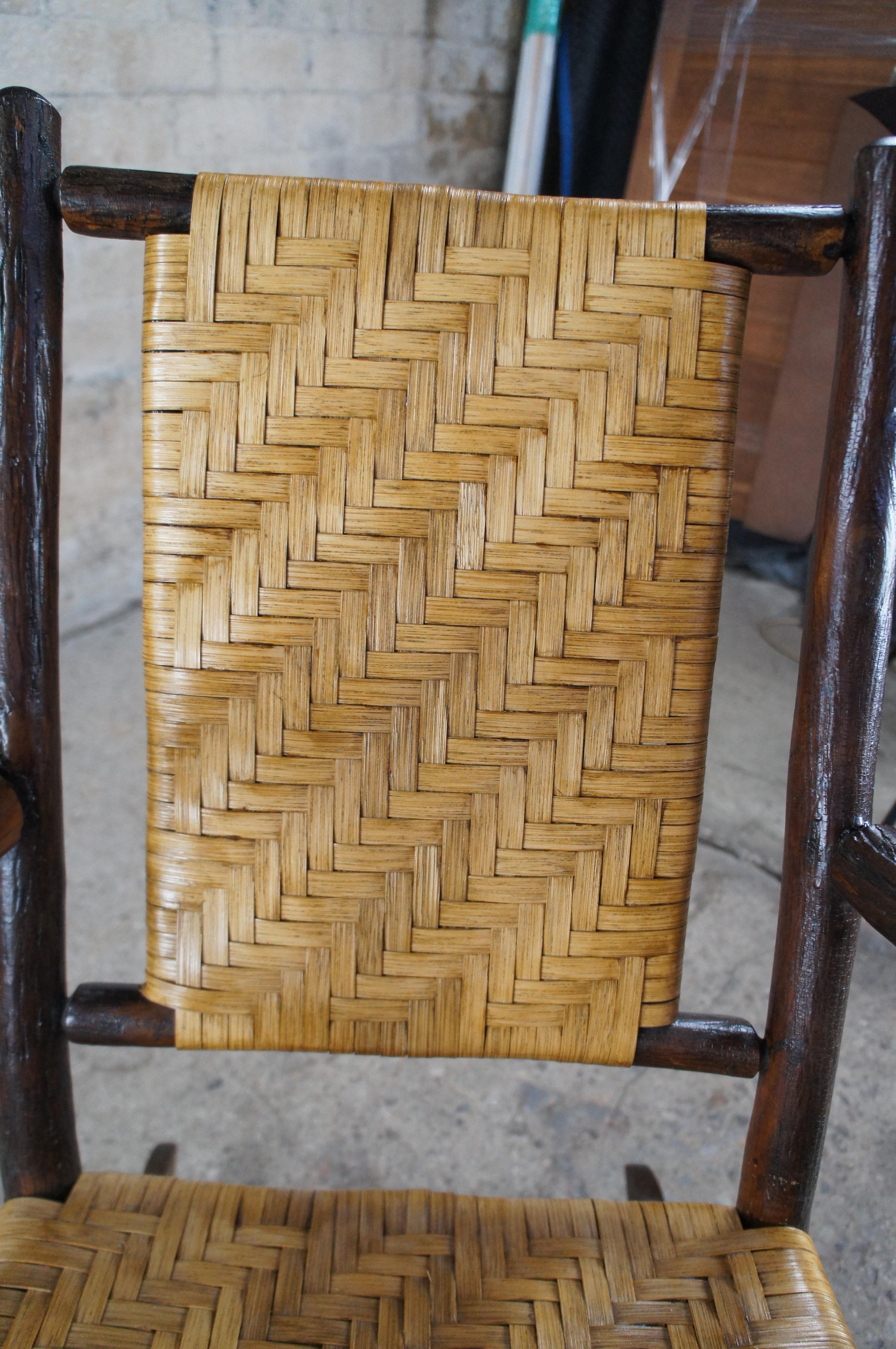 Primitive Rustic Hickory Rocking Arm Chair Adirondack Lodge Rocker For Sale 6
