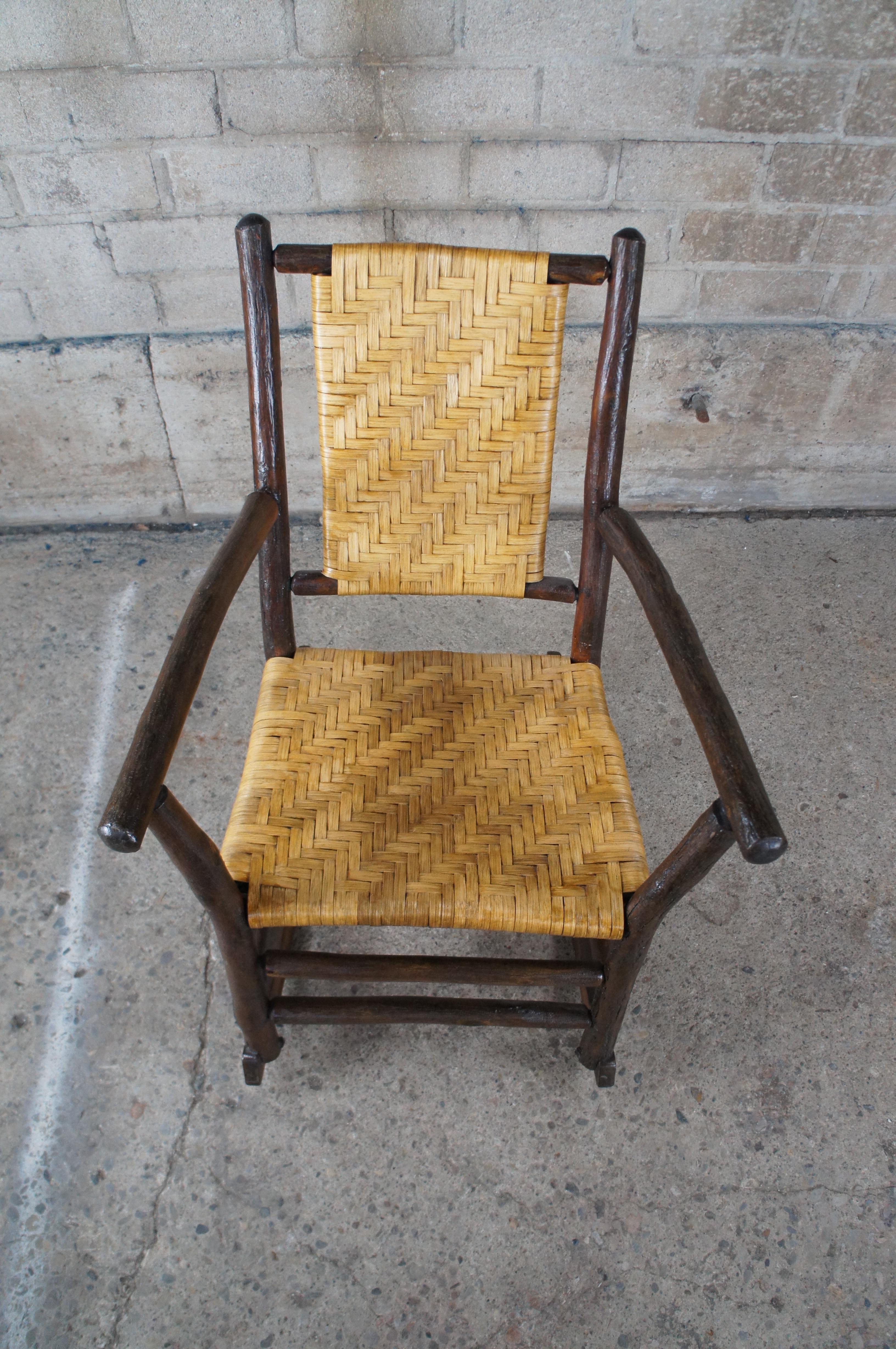 Primitive Rustic Hickory Rocking Arm Chair Adirondack Lodge Rocker For Sale 3