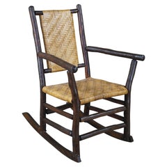 Primitive Rustic Hickory Rocking Arm Chair Adirondack Lodge Rocker