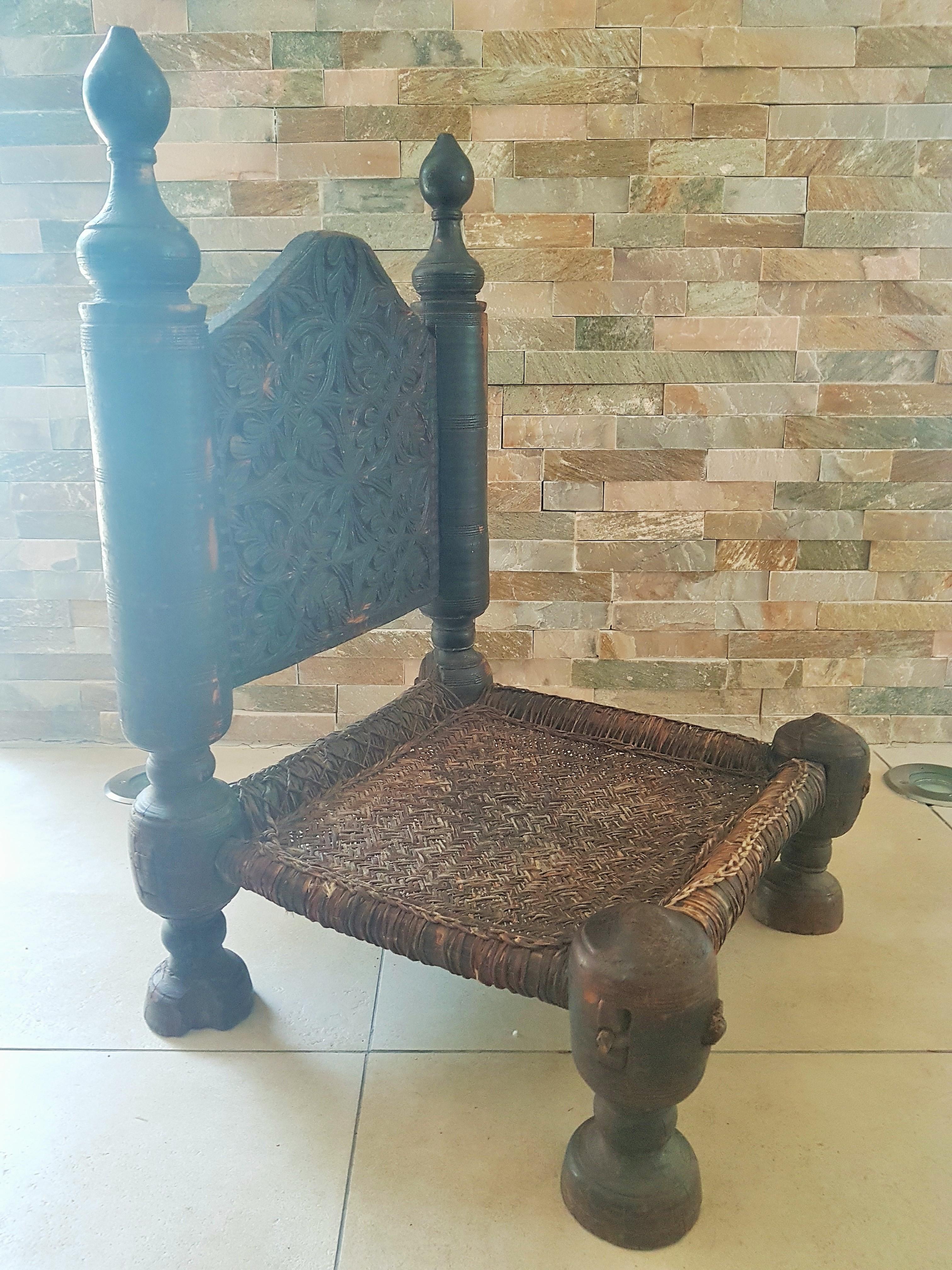 Burmese Primitive Rustic Minimal Chair Stool, Asia, 19th Century For Sale