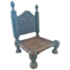 Antique Primitive Rustic Minimal Chair Stool, Asia, 19th Century