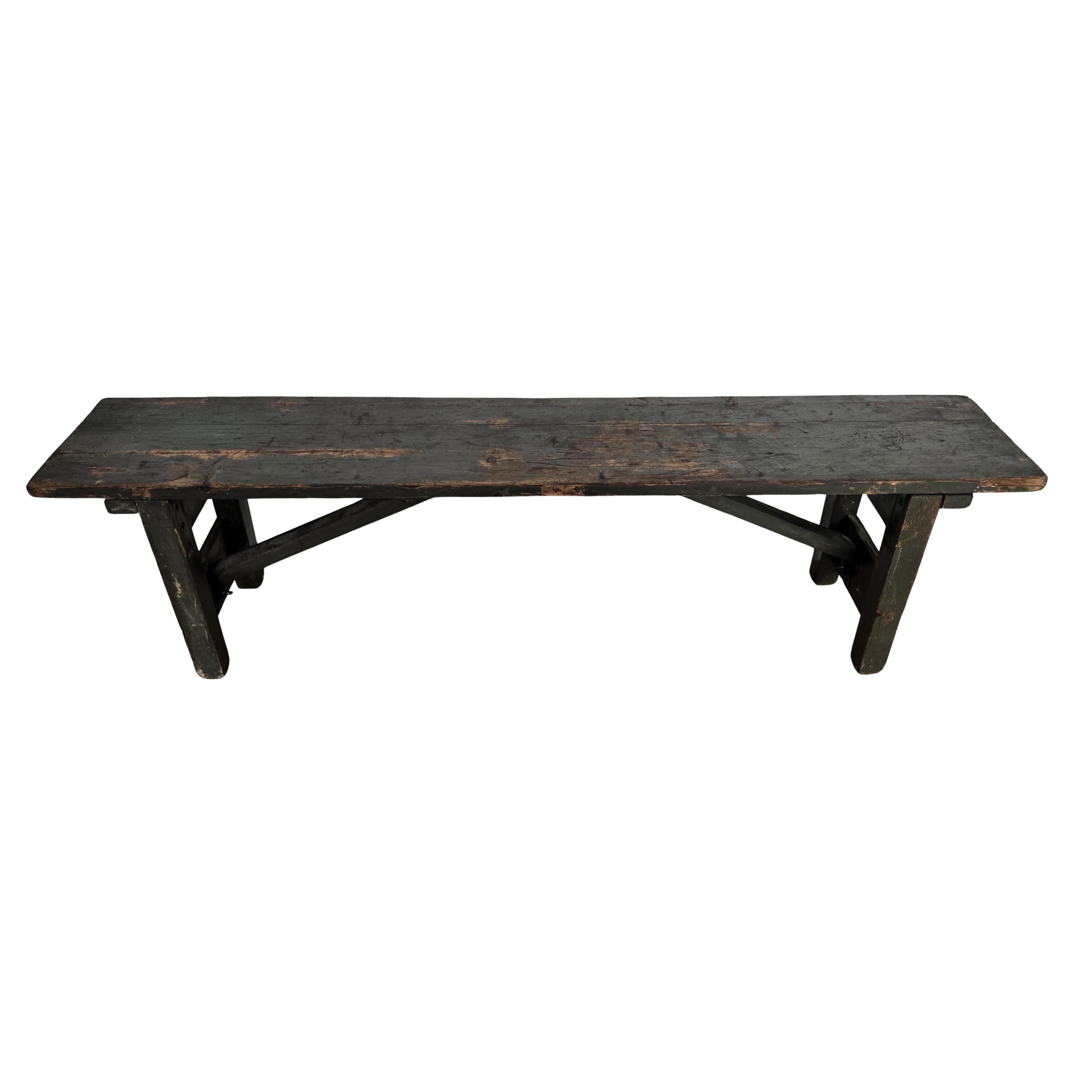 Primitivo Rústico Minimal Italiano Antiguo Granja País Banco de Madera Mesa Auxiliar