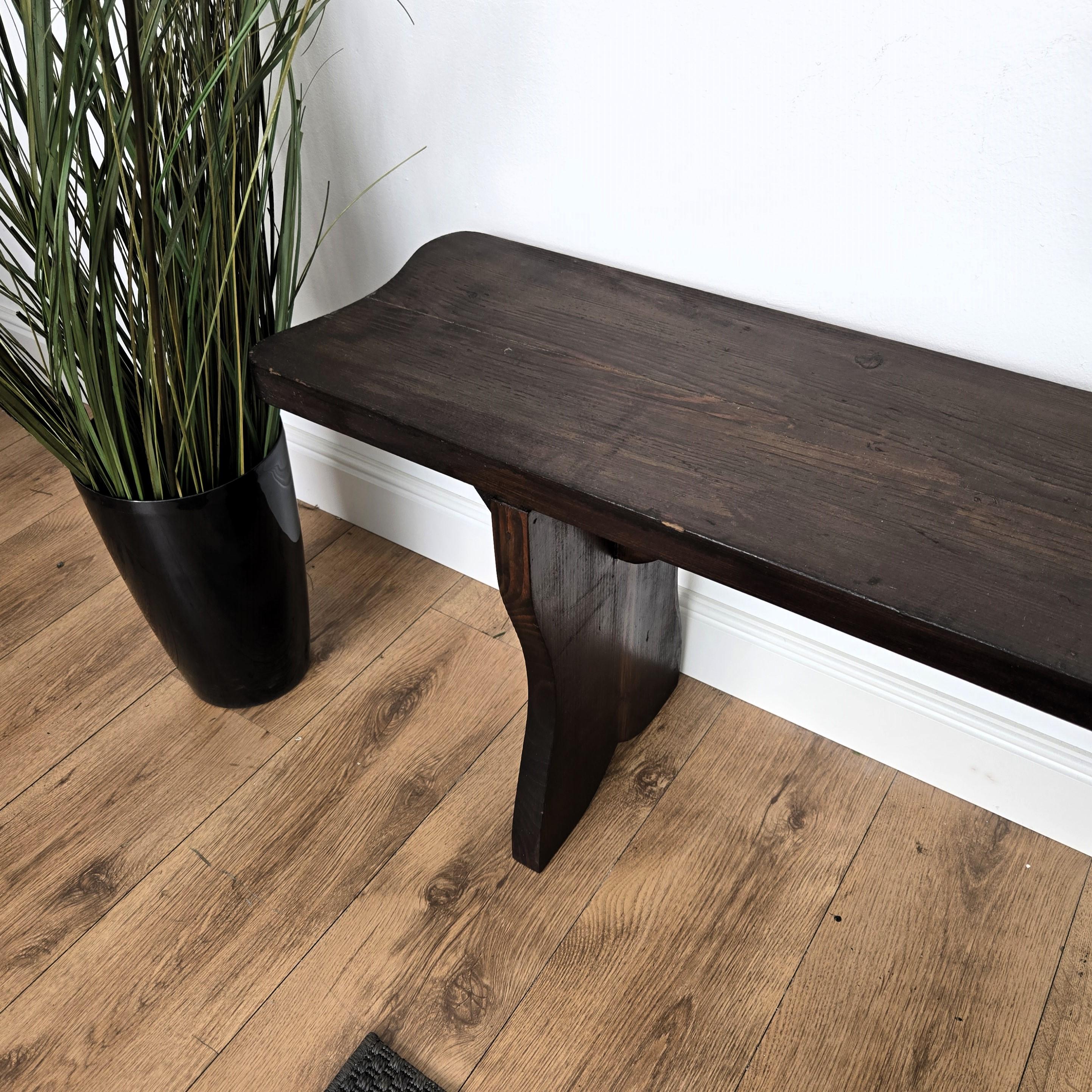 20th Century Primitive Rustic Minimal Italian Antique Wooden Bench Side Table For Sale