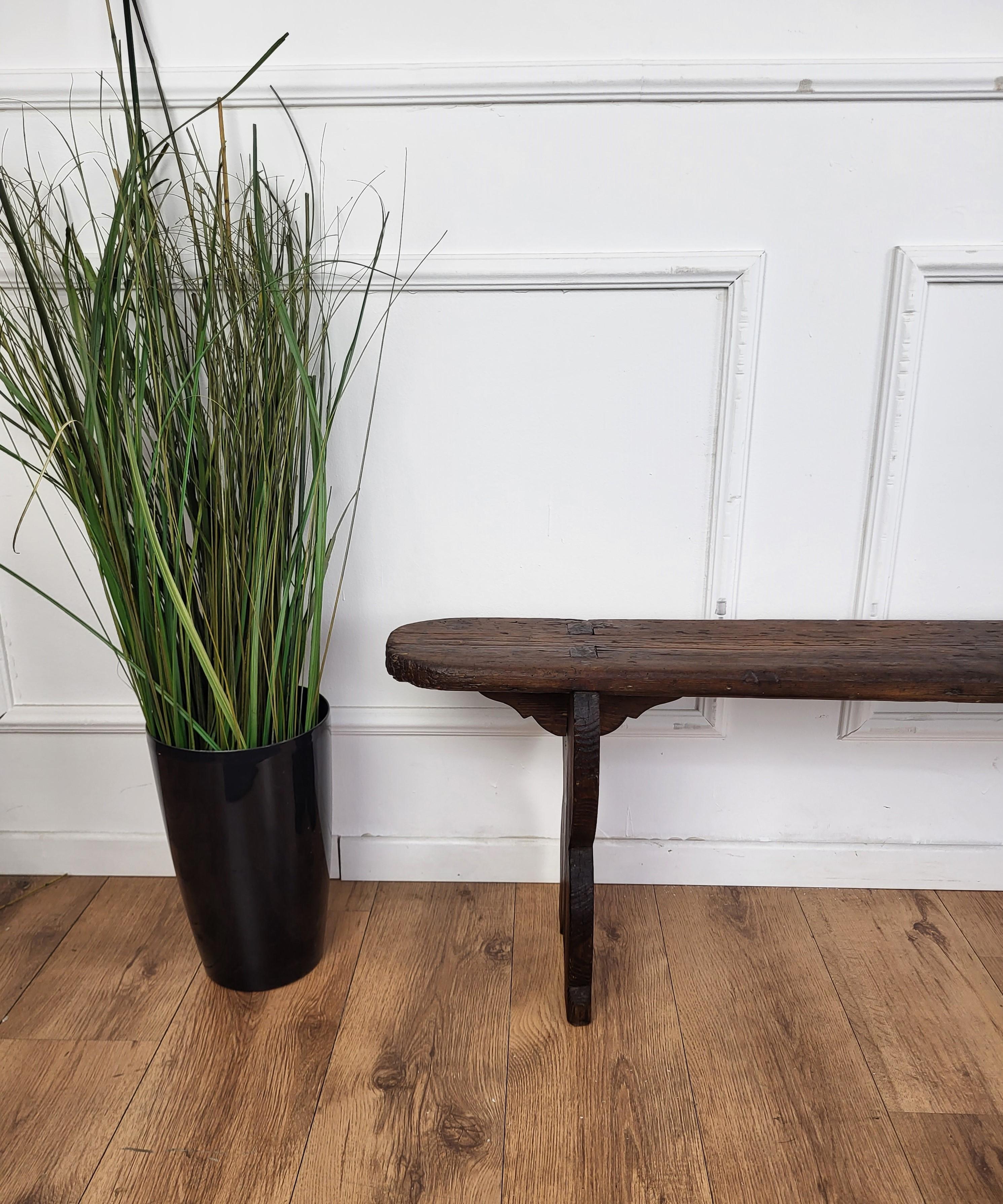 Primitive Rustic Minimal Italian Antique Wooden Bench Side Table 1