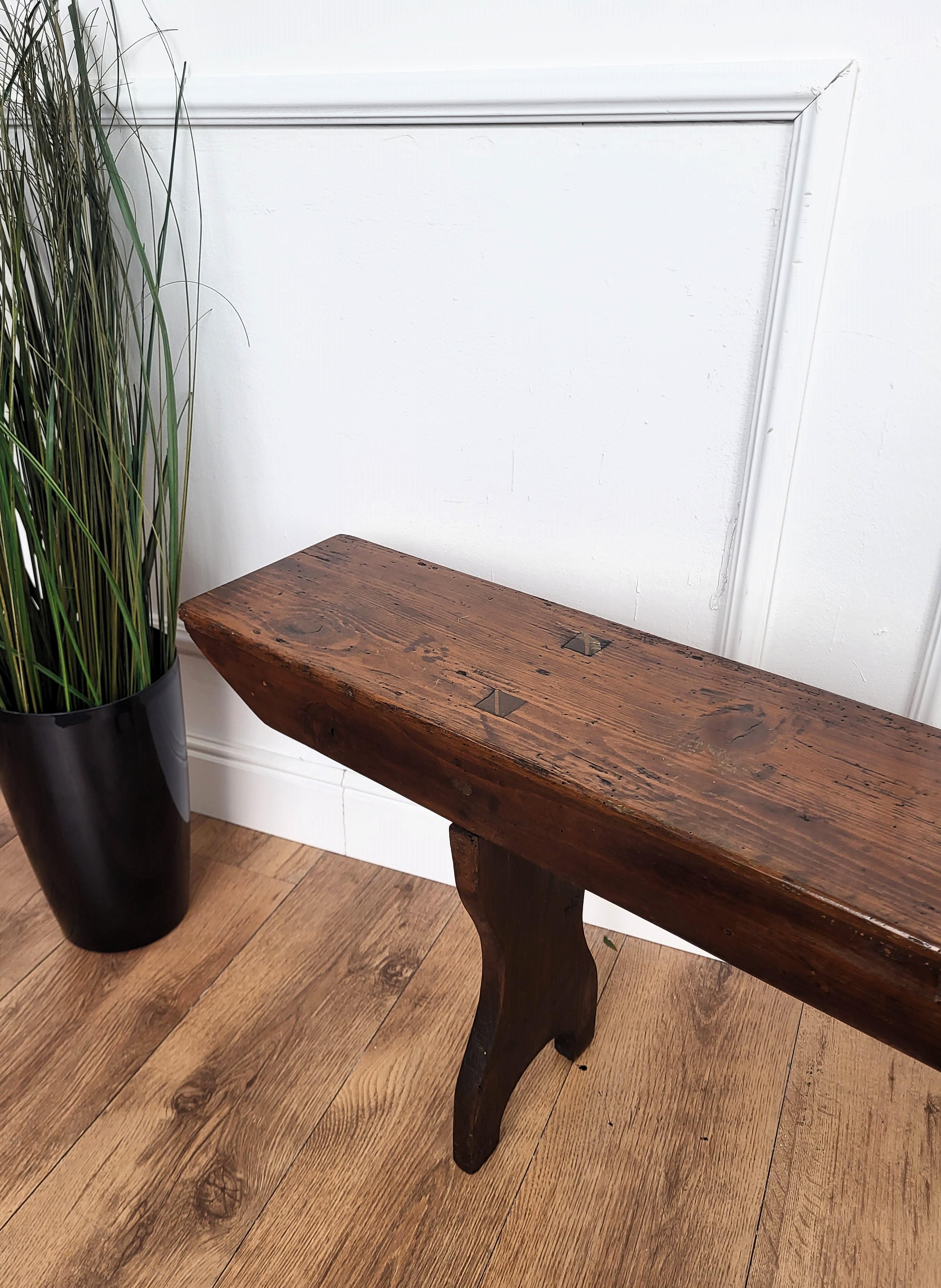 Primitive Rustic Minimal Italian Antique Wooden Bench Side Table 1