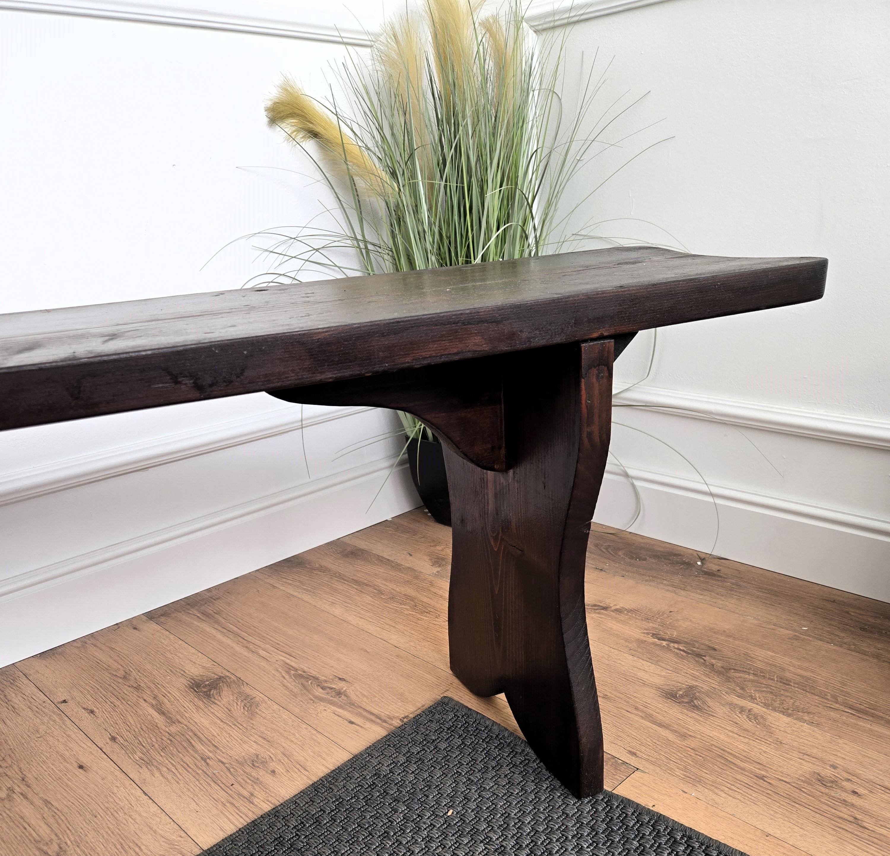 Primitive Rustic Minimal Italian Antique Wooden Bench Side Table For Sale 1