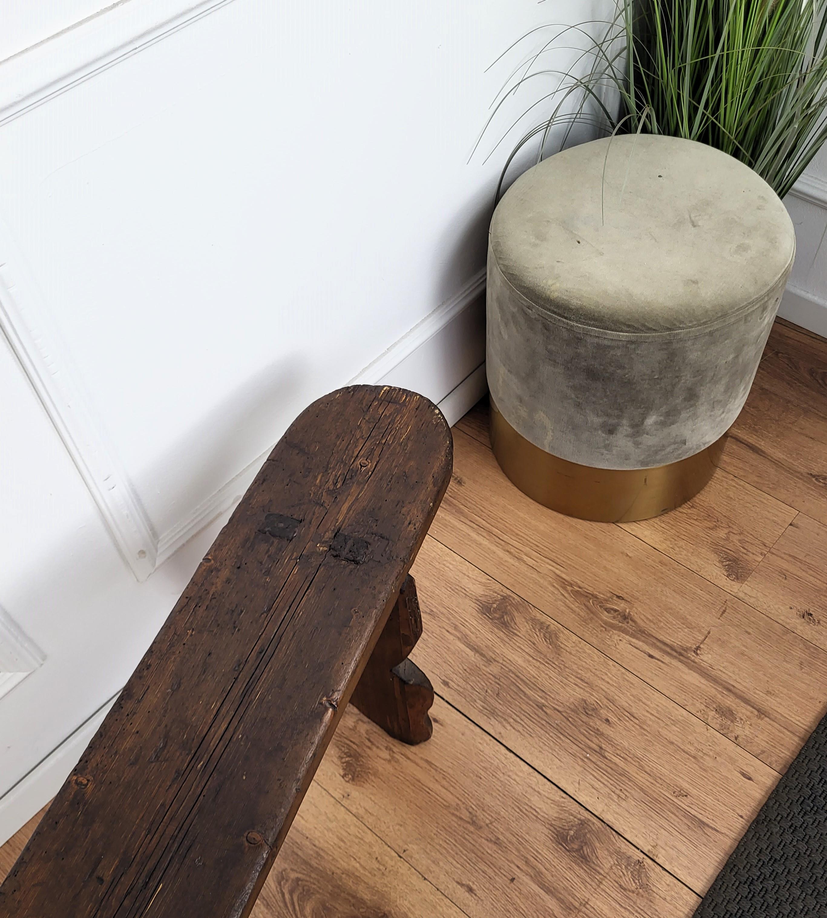 Primitive Rustic Minimal Italian Antique Wooden Bench Side Table 2