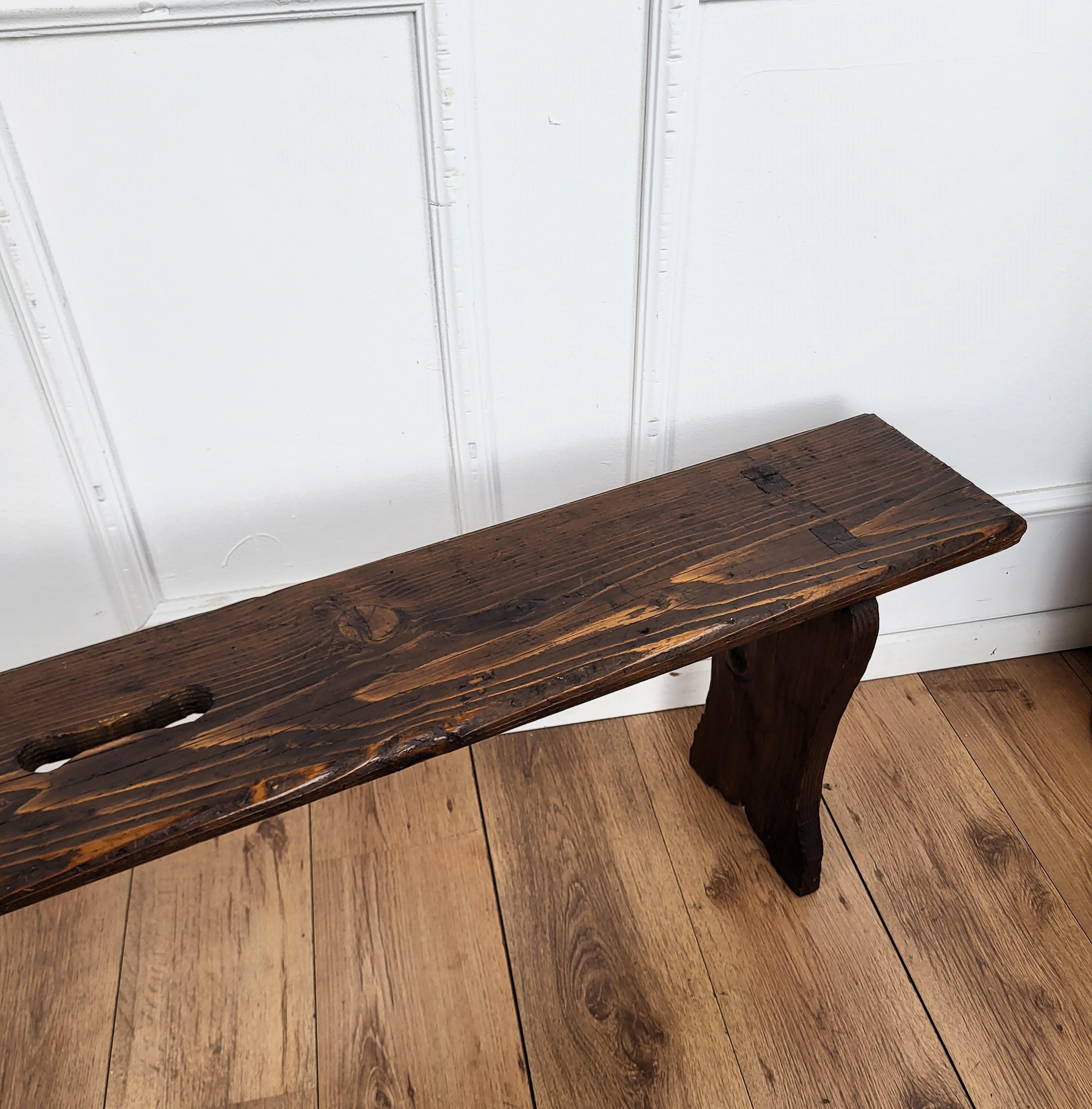 Primitive Rustic Minimal Italian Antique Wooden Bench Side Table 2