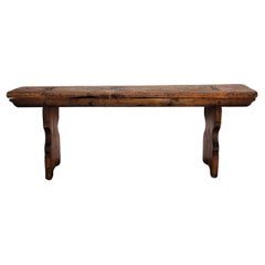 Primitive Rustic Minimal Italian Antique Wooden Bench Side Table