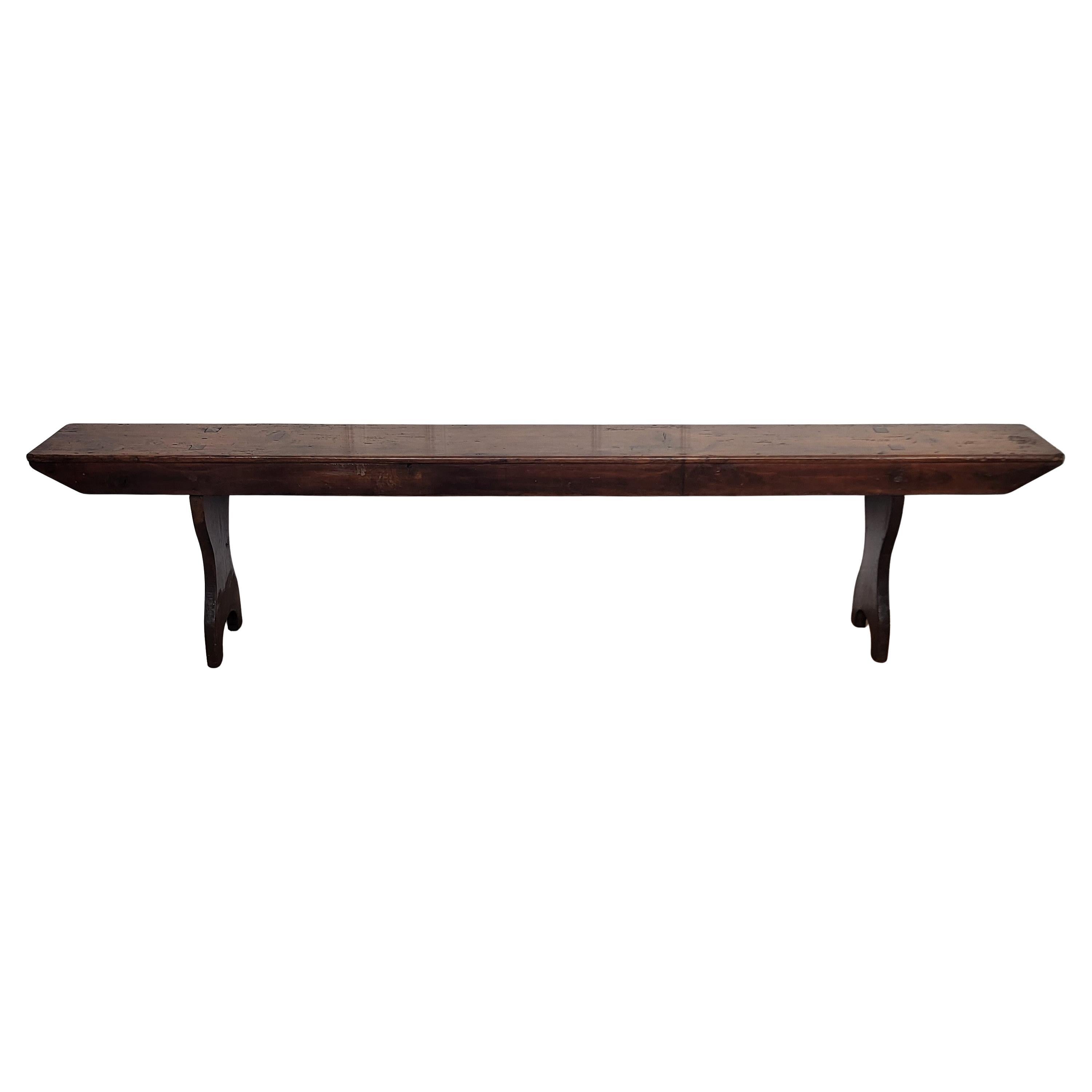 Primitive Rustic Minimal Italian Antique Wooden Bench Side Table
