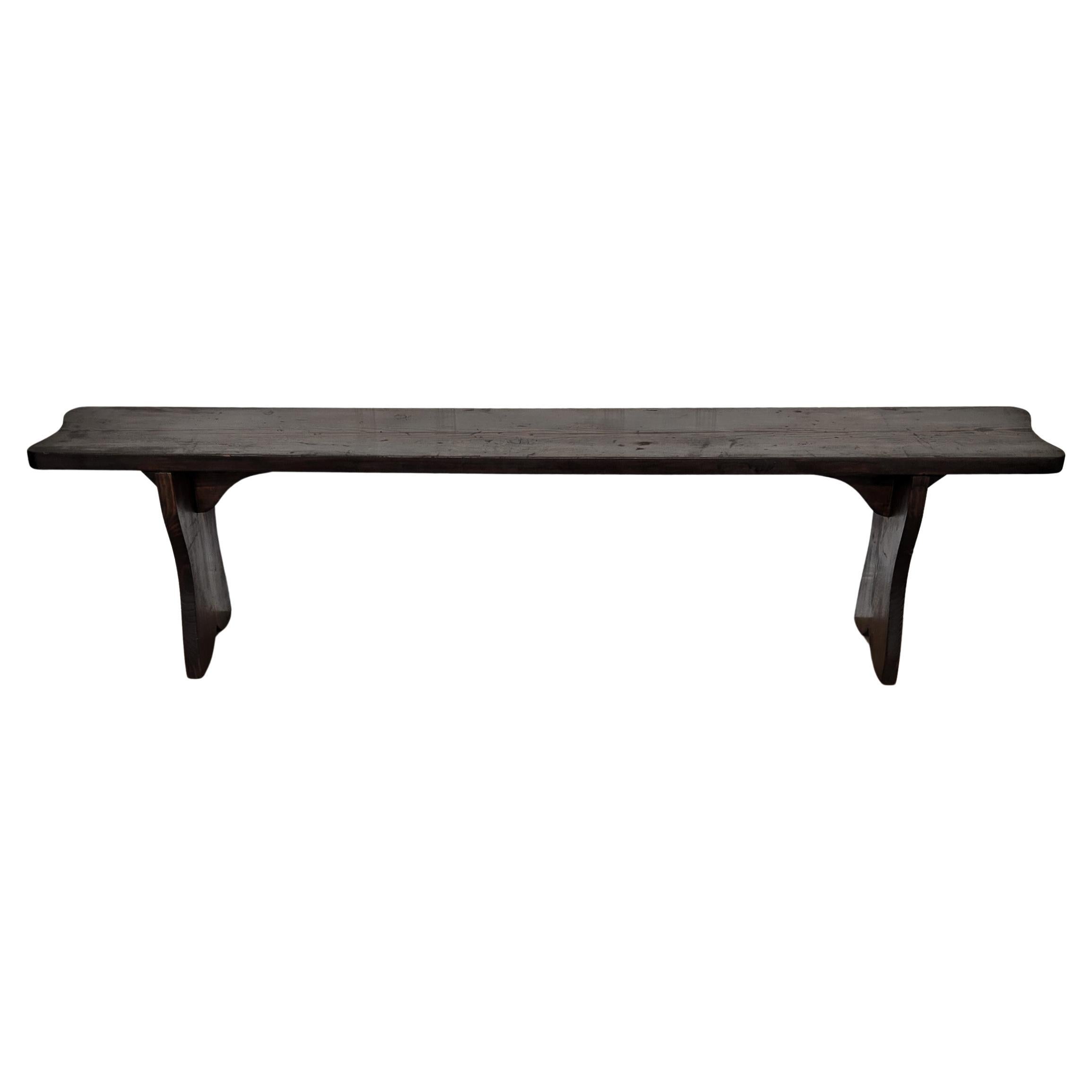 Primitive Rustic Minimal Italian Antique Wooden Bench Side Table For Sale