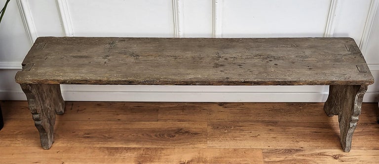Primitive Rustic Minimal Italian Midcentury Wooden Bench Side Table For ...
