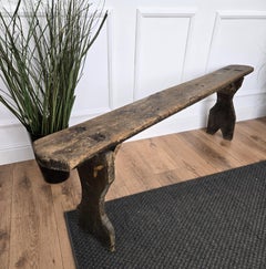 Rustic Minimal Italian Midcentury Wooden Side Table Bench Stool