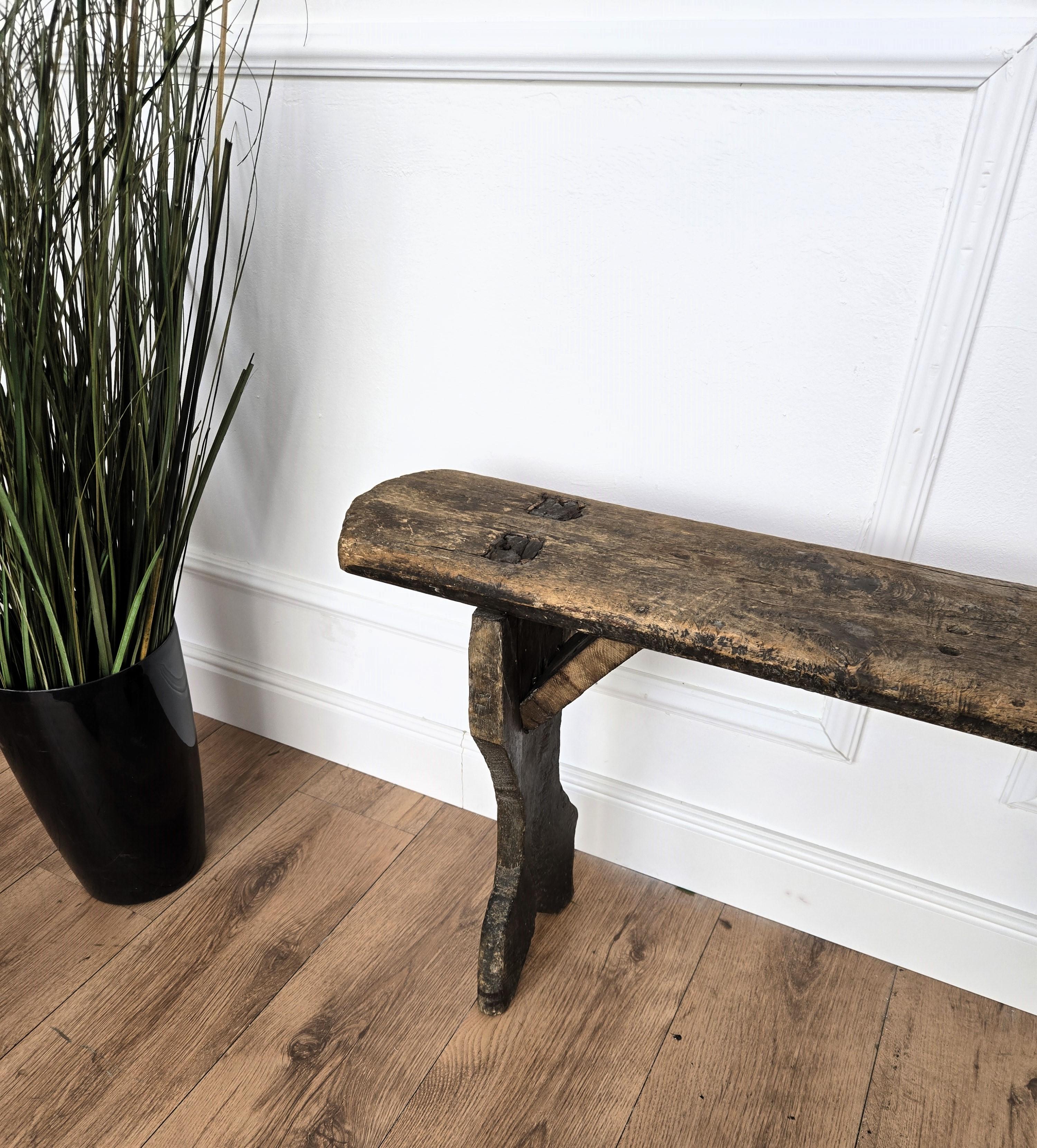 italien Table d'appoint en bois Rustique Minimale Italienne Midcentury Banc Tabouret en vente