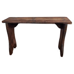 Primitive Rustic Minimal Italian Midcentury Wooden Side Table Bench Stool