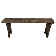 Primitiv Rustikal Minimal Italienisch Mitte des Jahrhunderts Holz Beistelltisch Bank Hocker