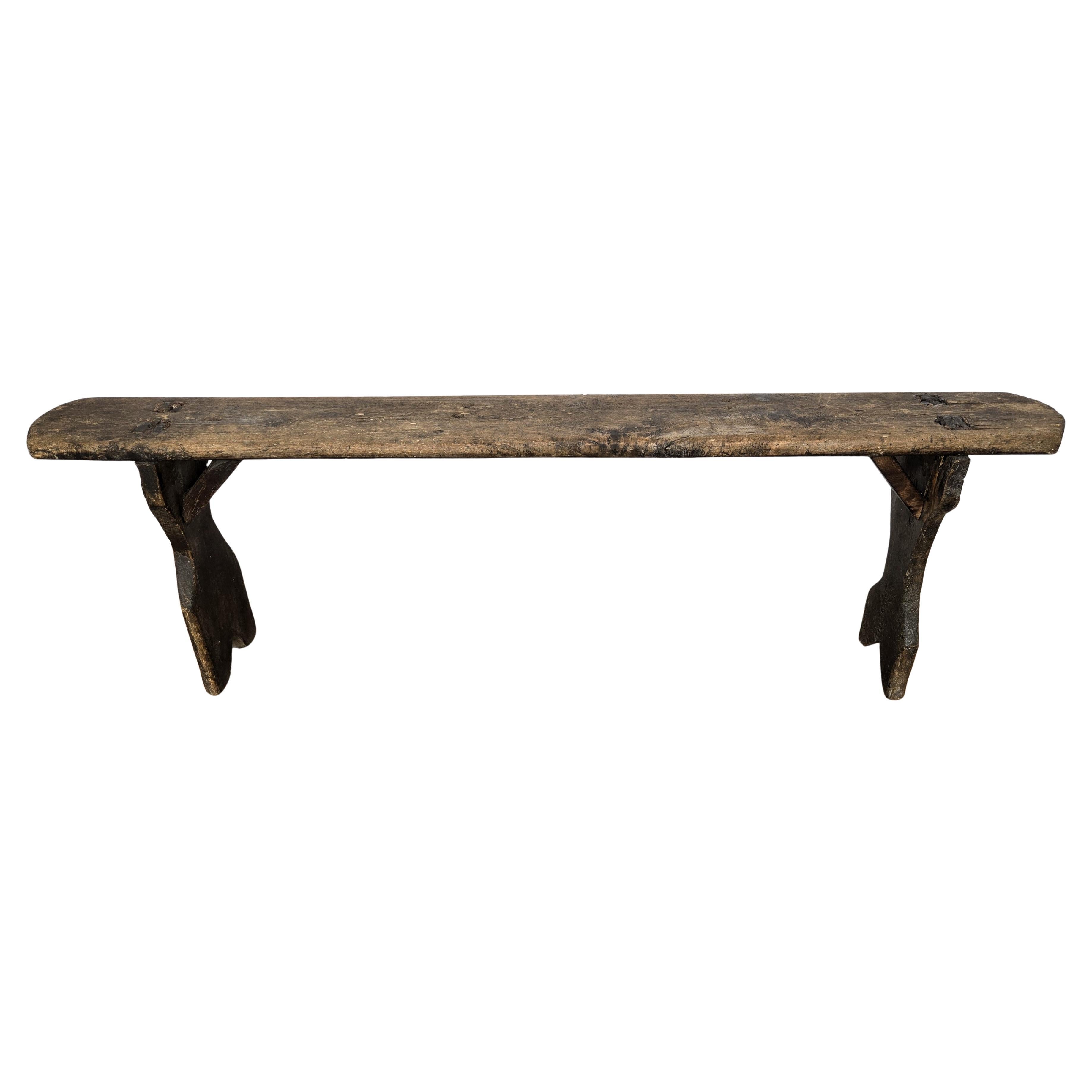 Rustikale Minimal Italienisch Midcentury Holz Beistelltisch Bank Hocker