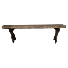Mesa auxiliar de madera rústica minimalista italiana de mediados de siglo Taburete banco