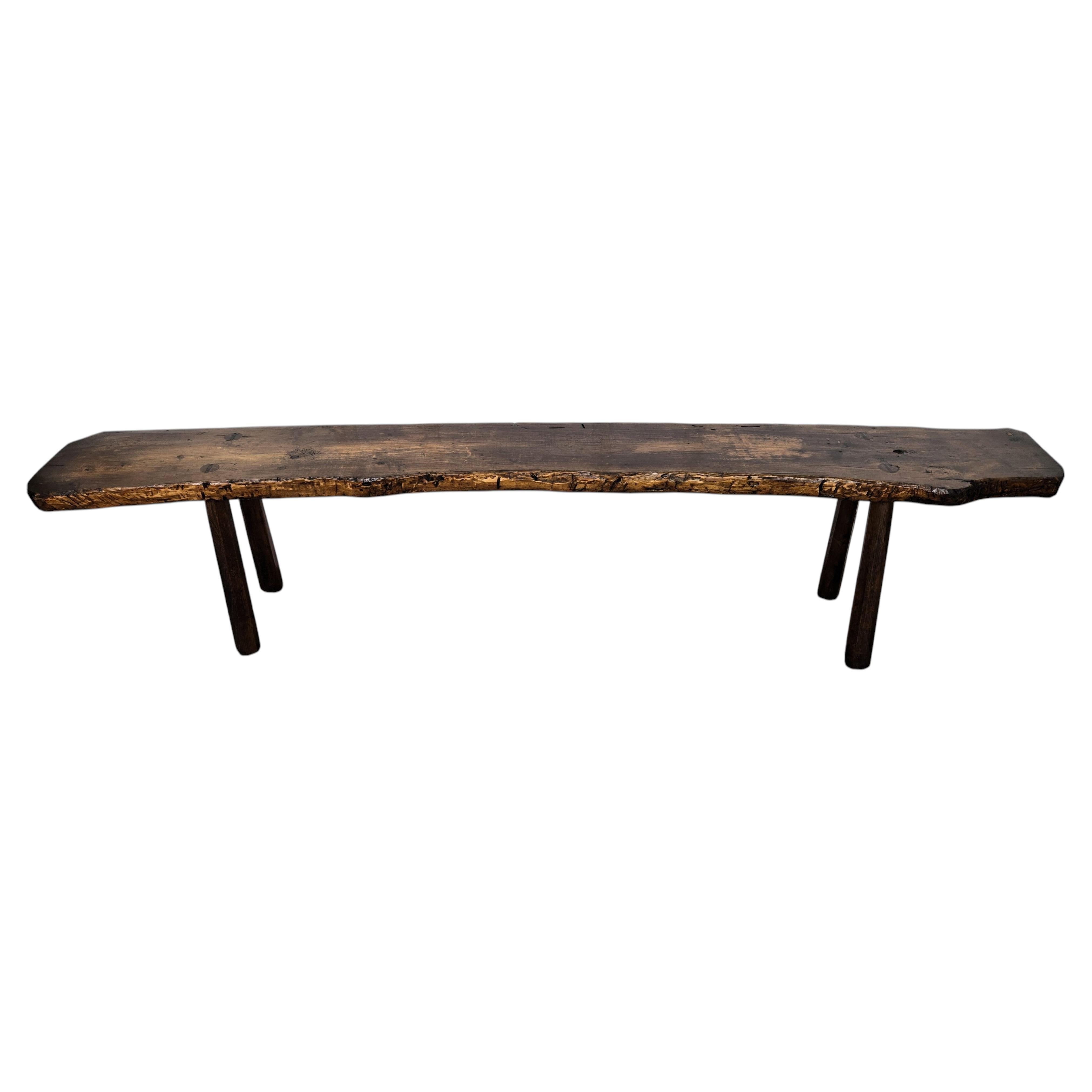 Primitive Rustic Minimal Italian Wooden Bench Stool Side Table