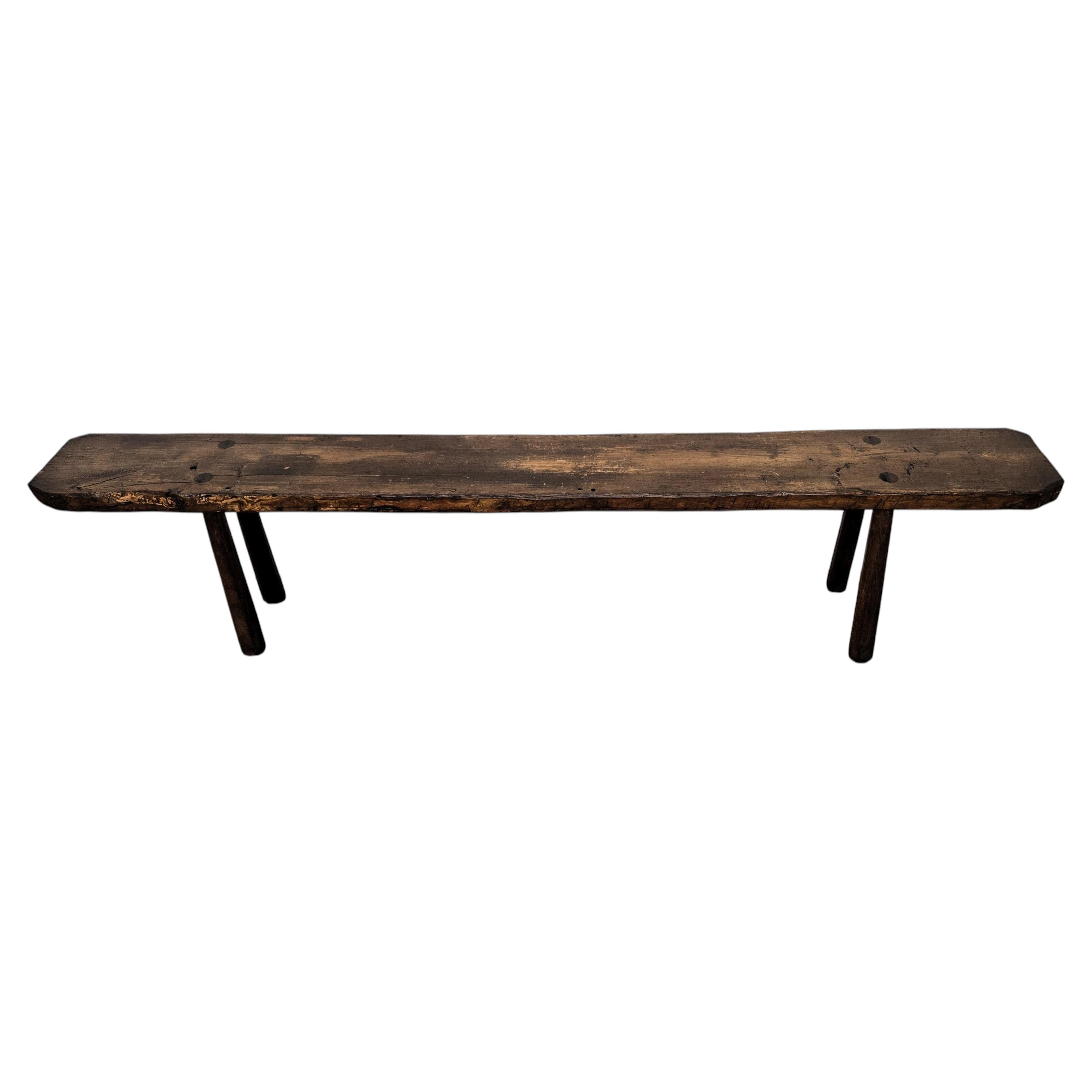 Primitive Rustic Minimal Italian Wooden Bench Stool Side Table