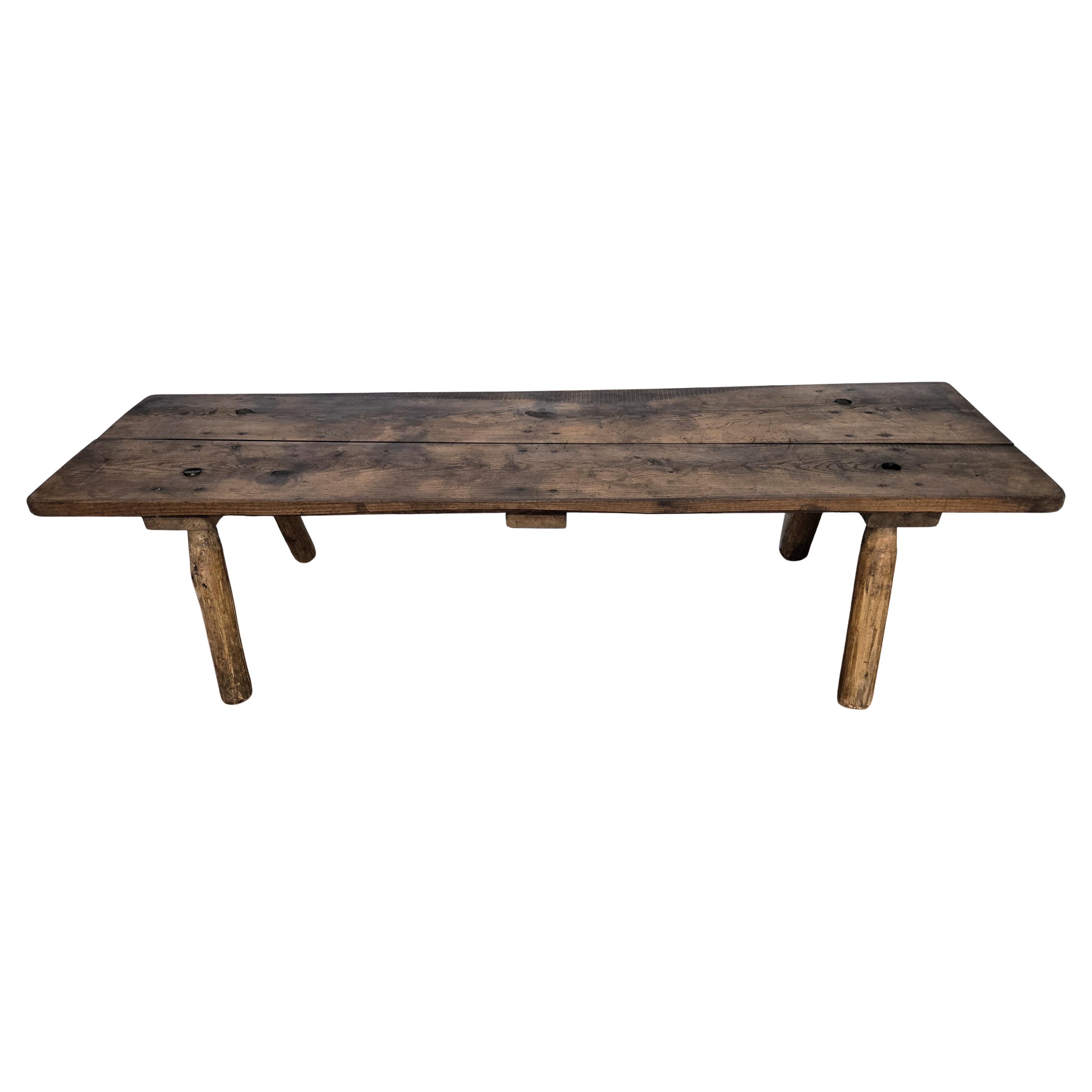 Primitive Rustic Minimal Italian Wooden Coffee Table en vente