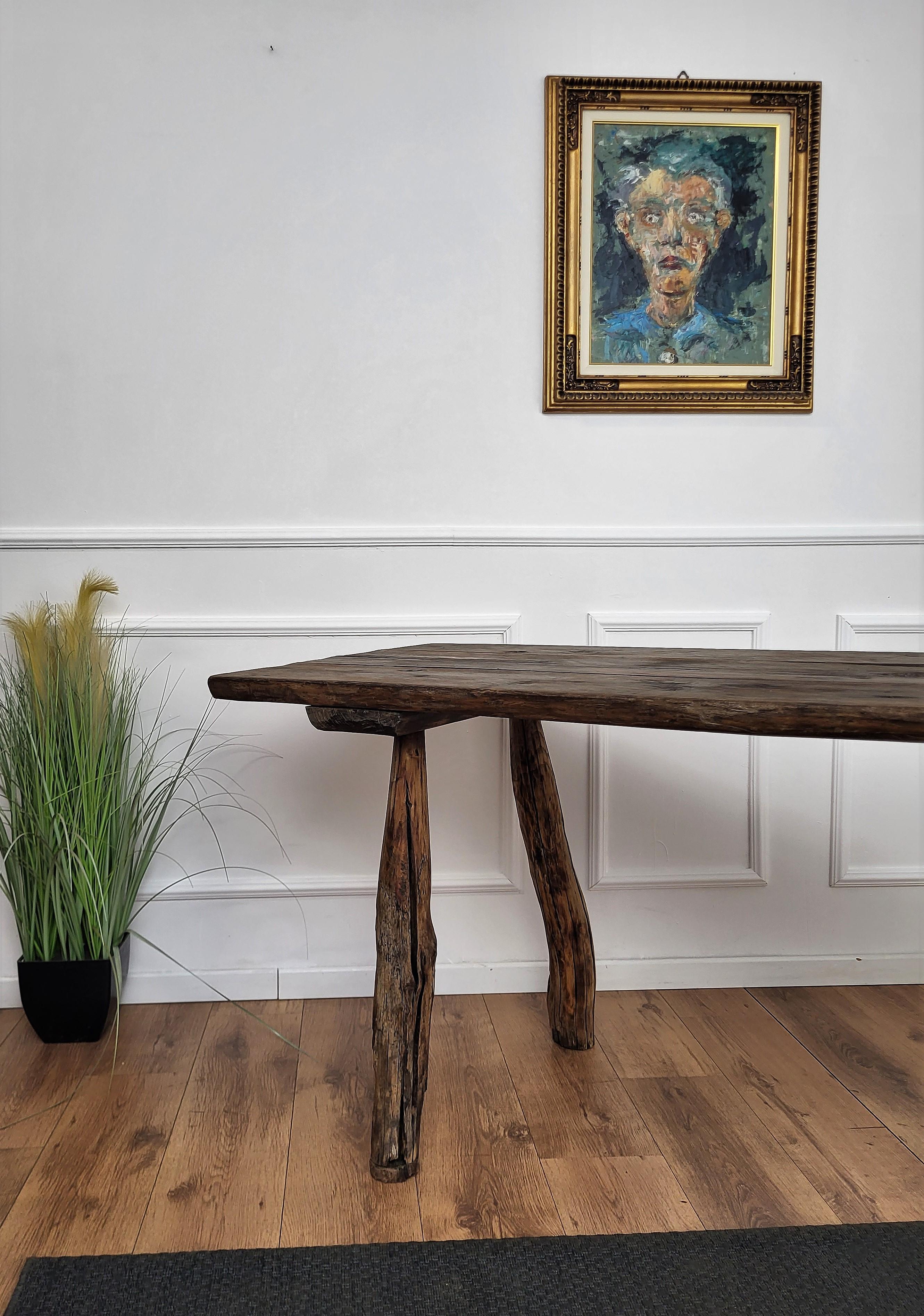20th Century Primitive Rustic Minimal Italian Wooden Table