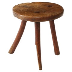 Primitive Rustic Tripodal Oak Stool