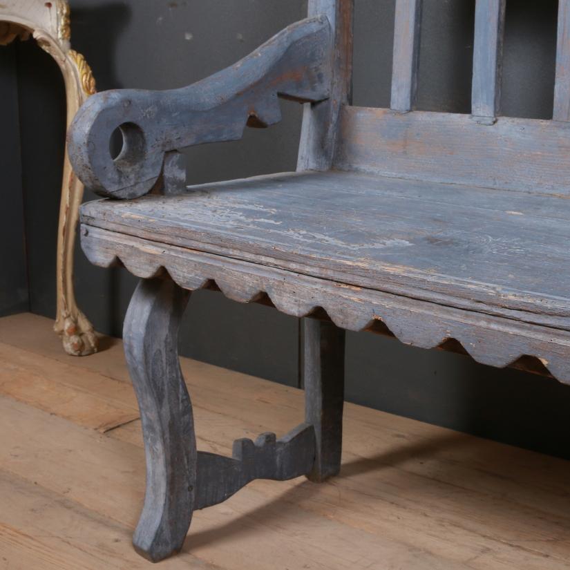 Primitive Scandinavian Bench In Distressed Condition For Sale In Leamington Spa, Warwickshire