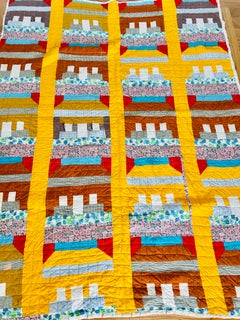 Primitive Schoolhouse Quilt, Circa 1930–1935, Folk Art