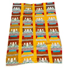 Primitive Schoolhouse Quilt, Circa 1930–1935, Folk Art
