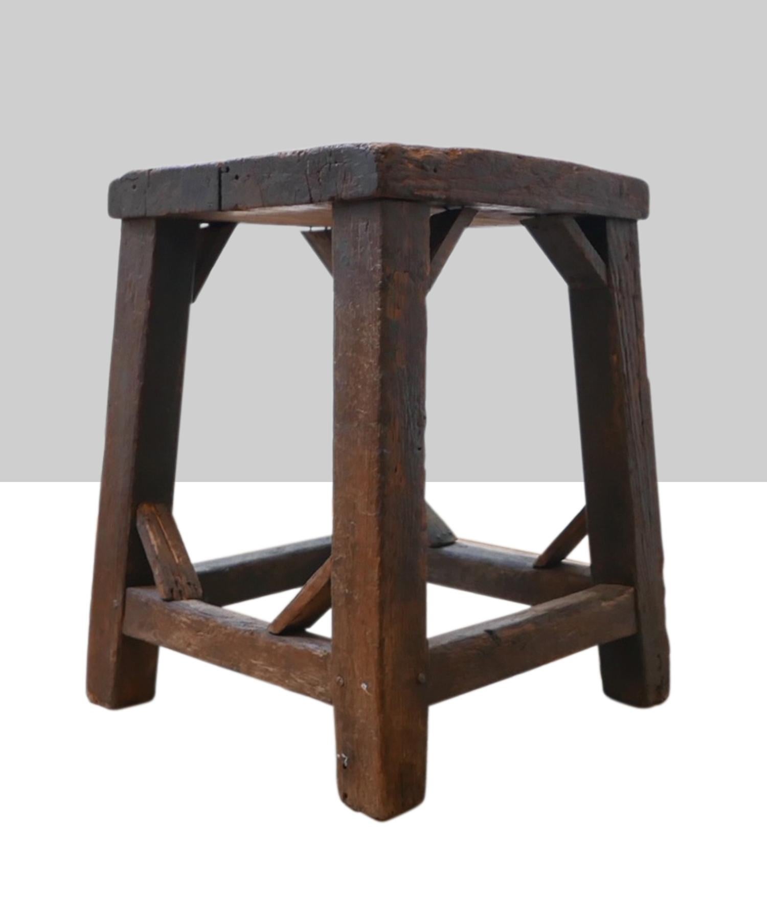 Primitive sculpture stand, France early 20th century.

Primitive stand, constructed in pine, with iron details, and stretcher supports.