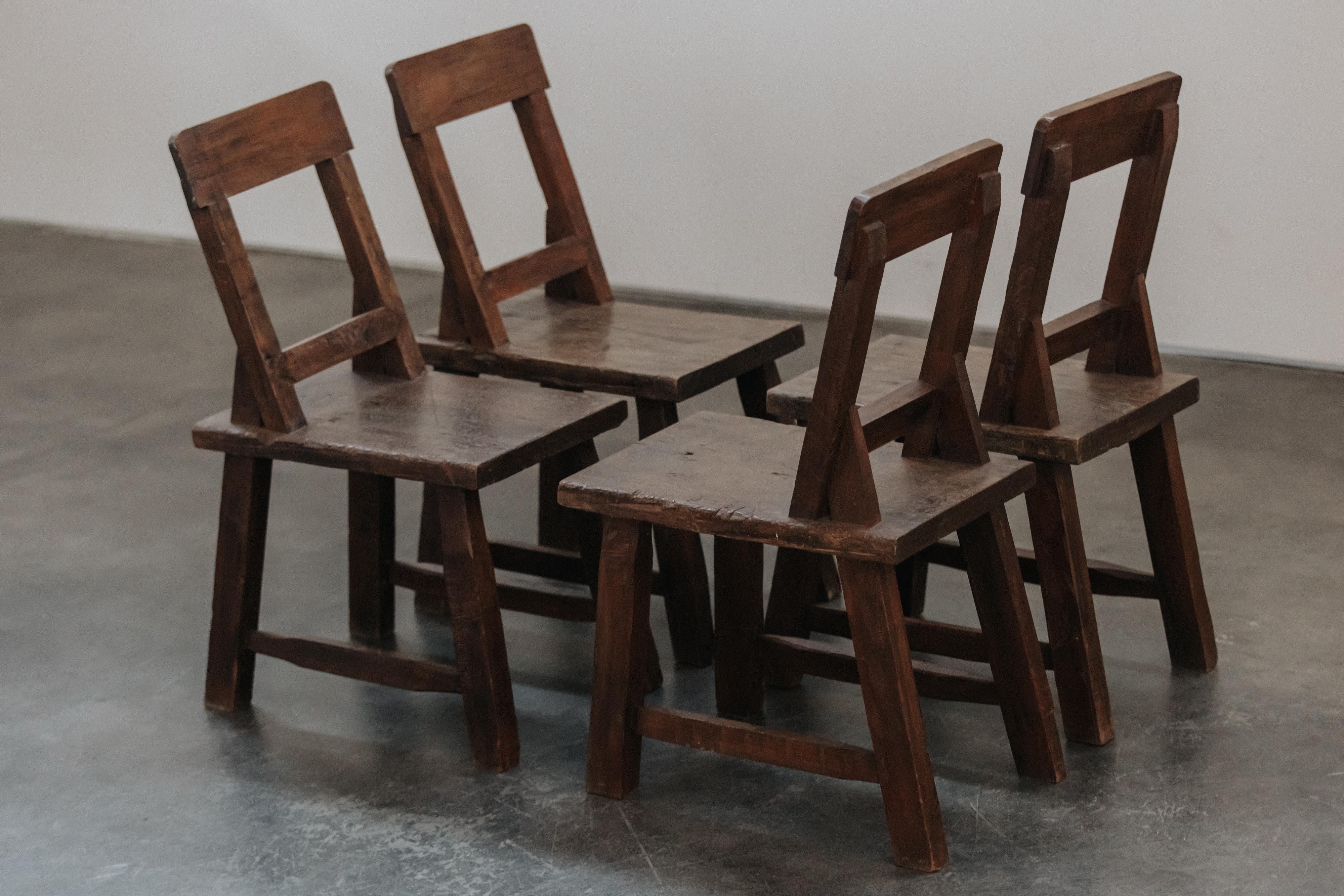 Late 19th Century Primitive Set OF Four Chairs From France, Circa 1880 For Sale