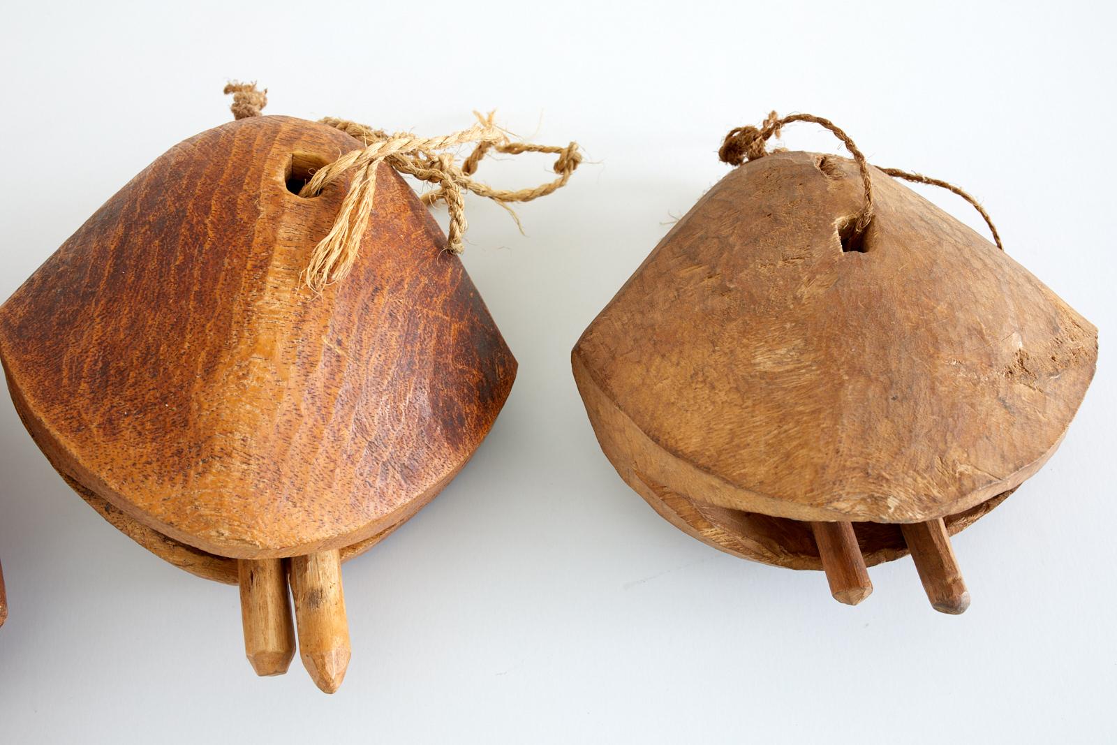 Primitive Set of Three African Teak Camel Bells 3