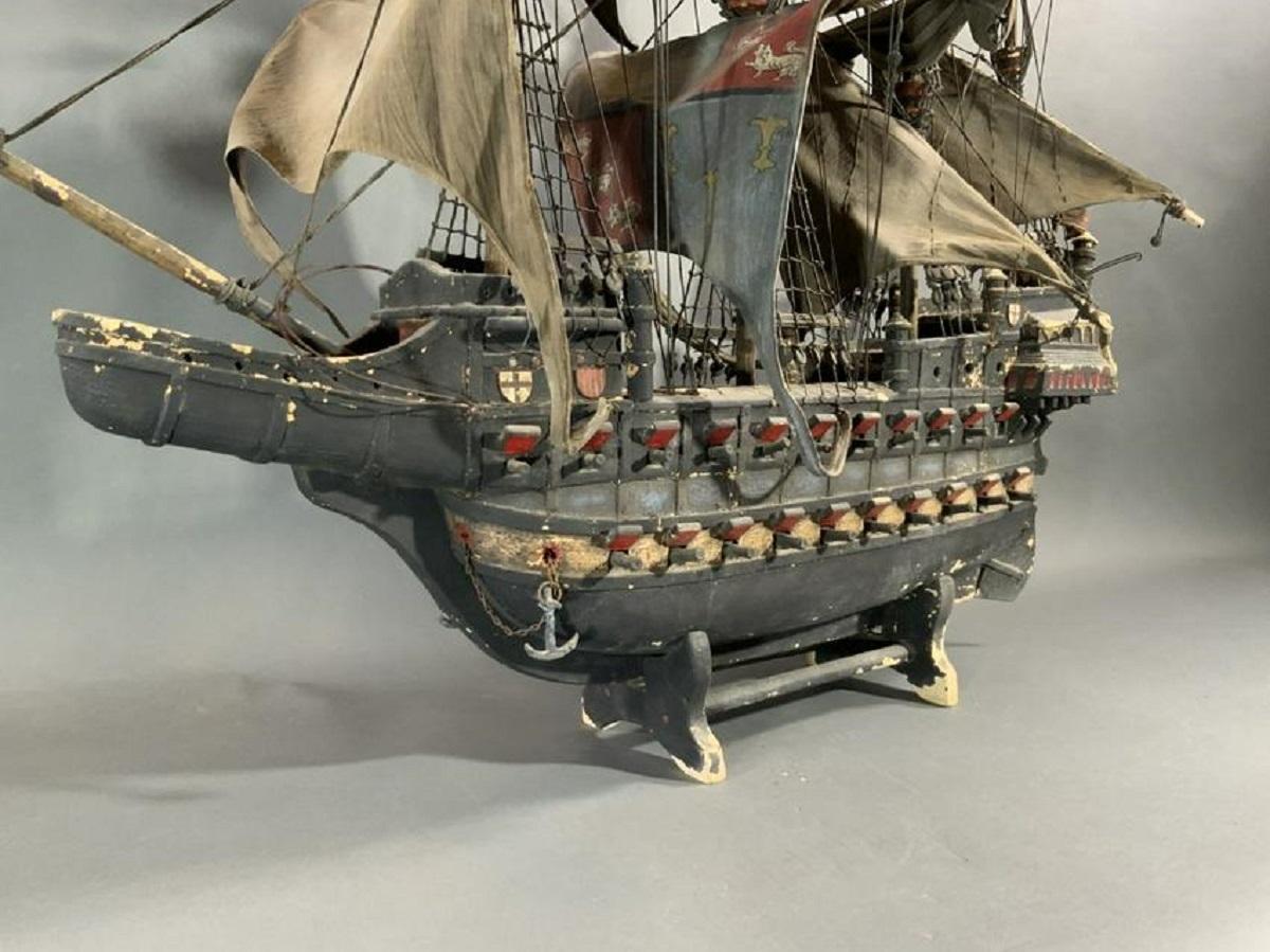 Wood Early 20th Century Ship Model of a Galleon